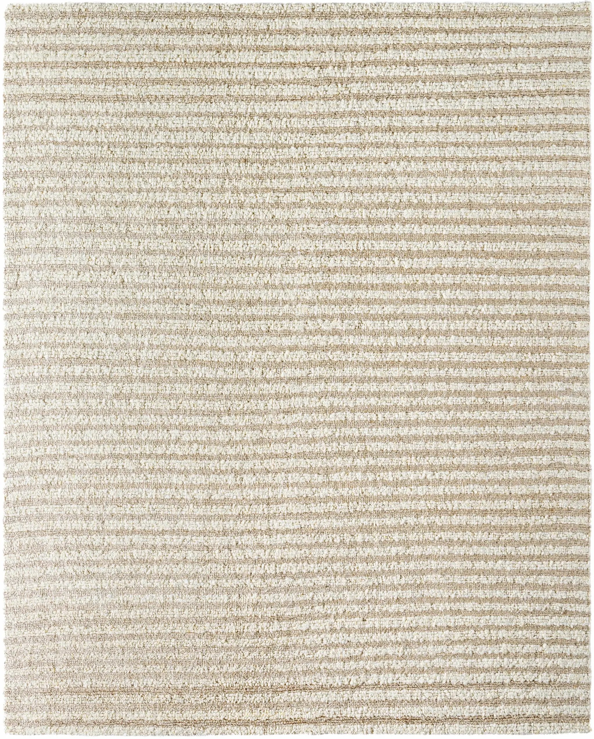 Saku Cream Striped Wool Rug - Clearance by Boutique Rugs
