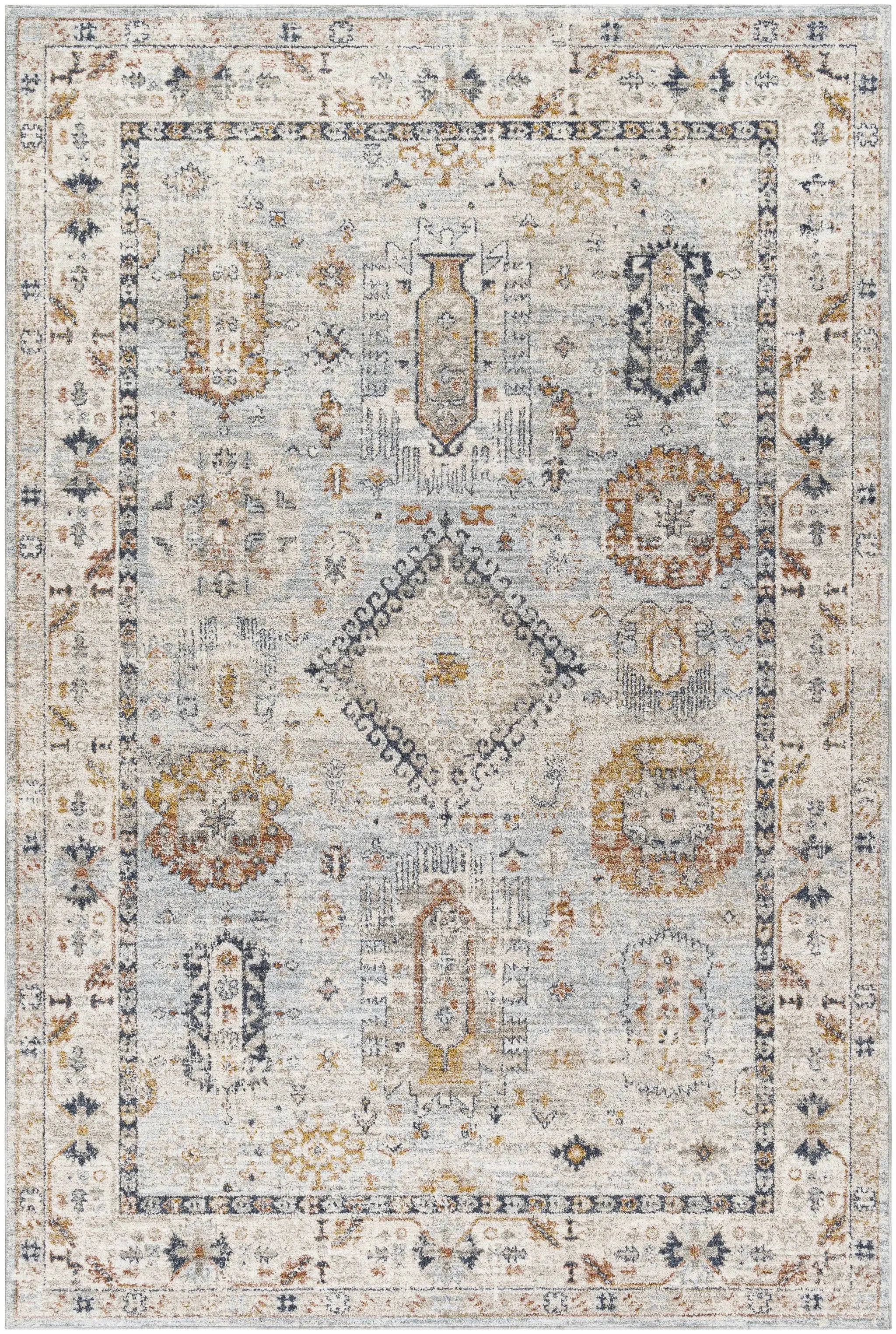 Kamau Cream & Blue Area Rug - Clearance by Boutique Rugs
