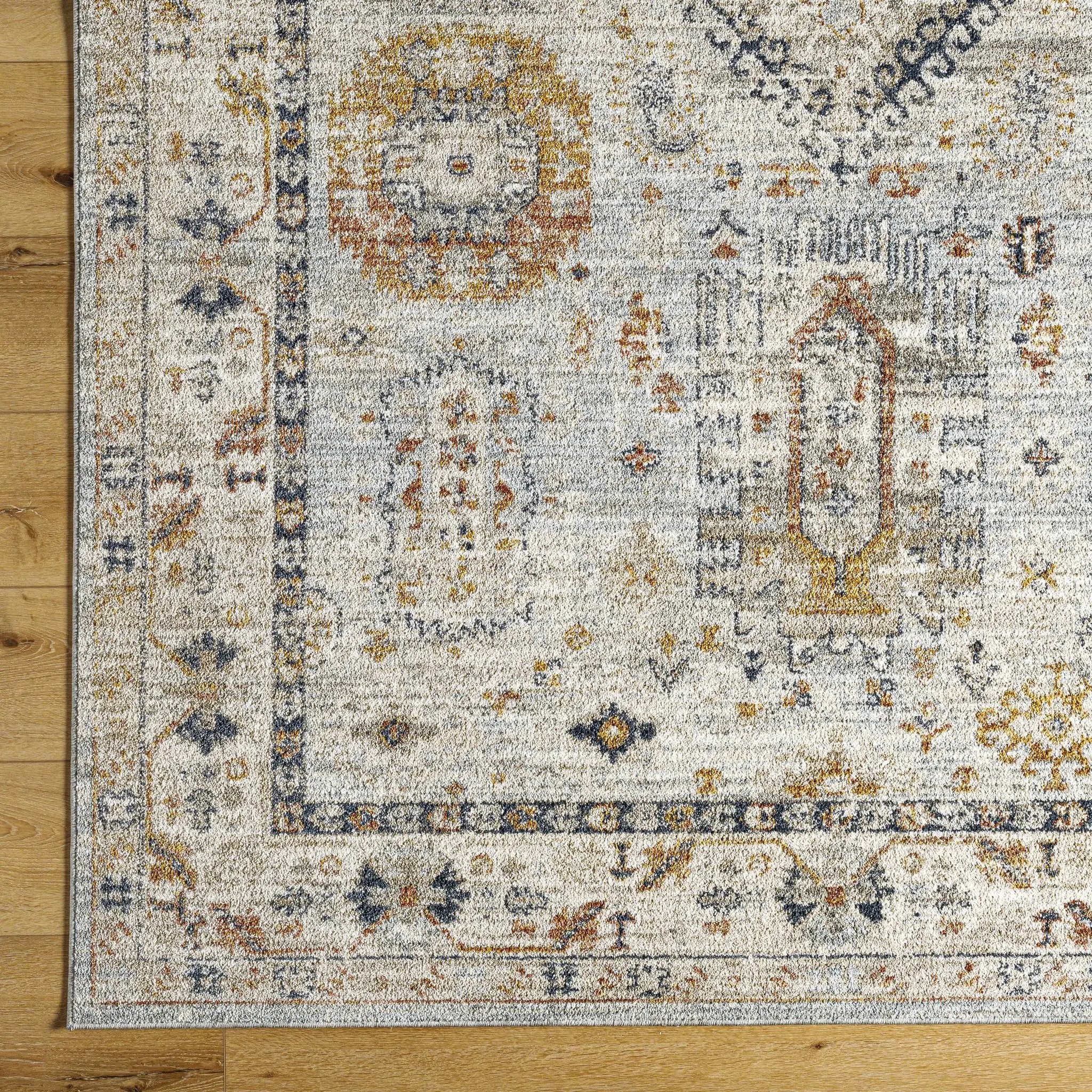 Kamau Cream & Blue Area Rug - Clearance by Boutique Rugs