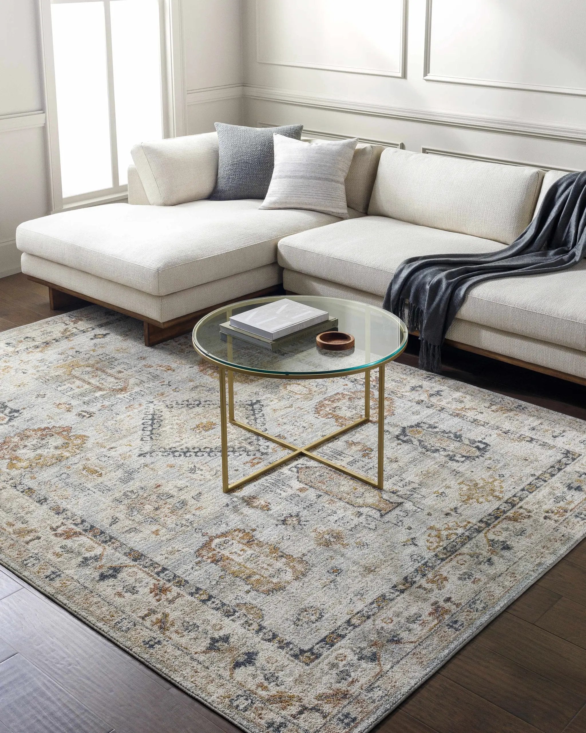 Kamau Cream & Blue Area Rug - Clearance by Boutique Rugs