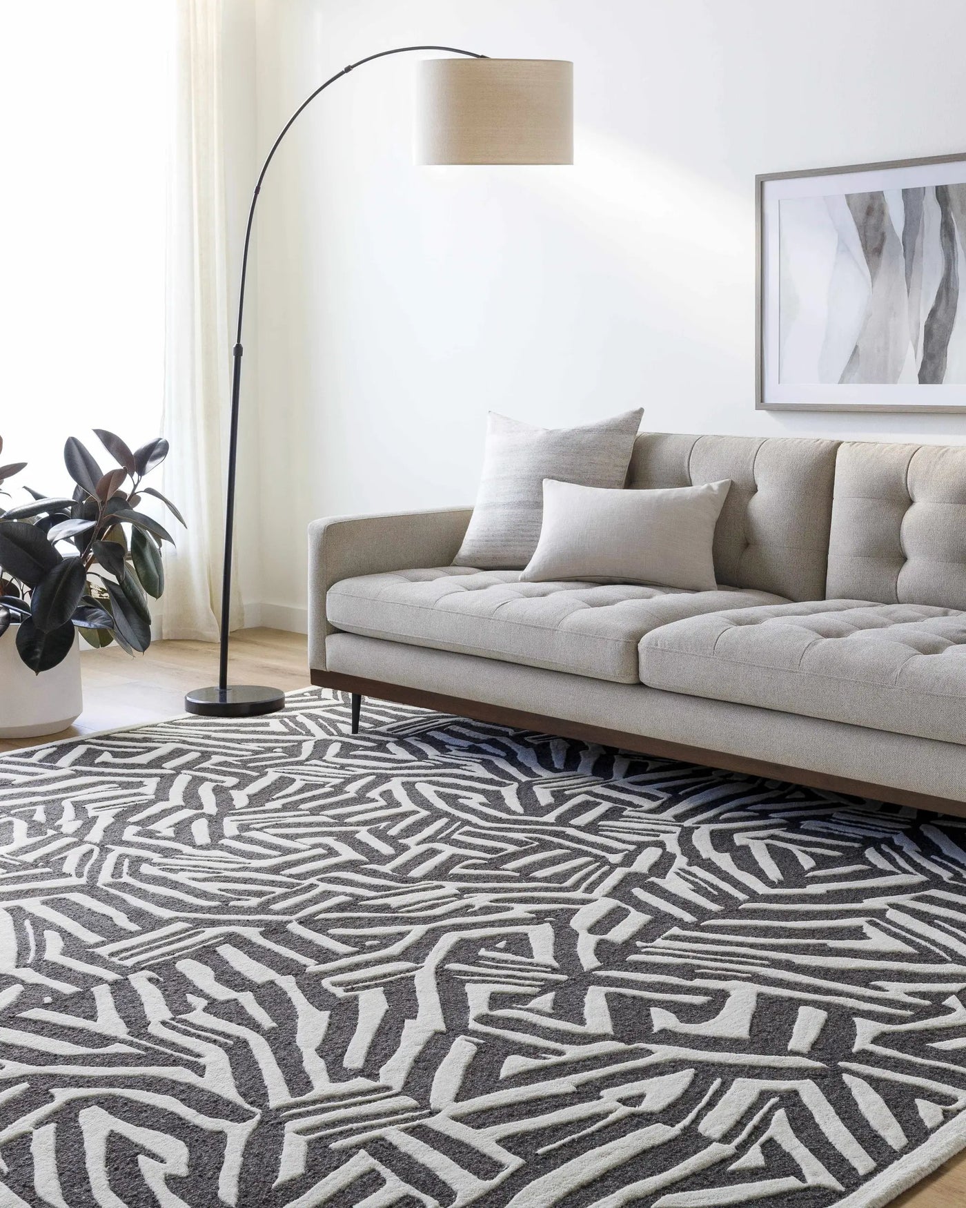 Avian Black Wool Area Rug by Boutique Rugs