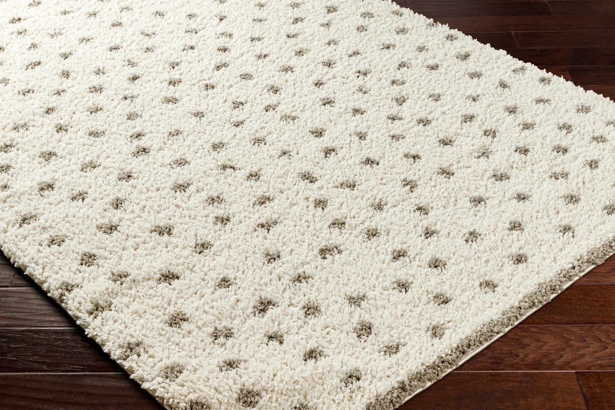 Chaia Dotted Cream & Gray Plush Area Rug - Clearance by Boutique Rugs
