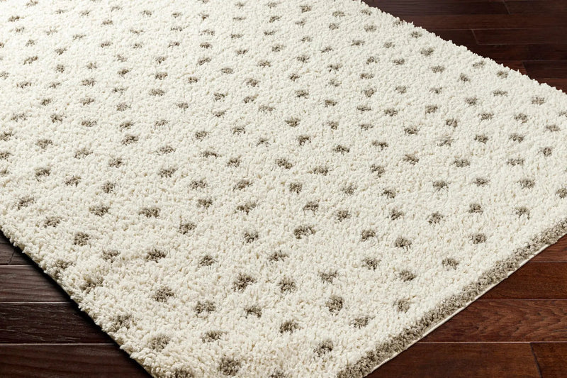 Chaia Dotted Cream & Gray Plush Area Rug - Clearance by Boutique Rugs