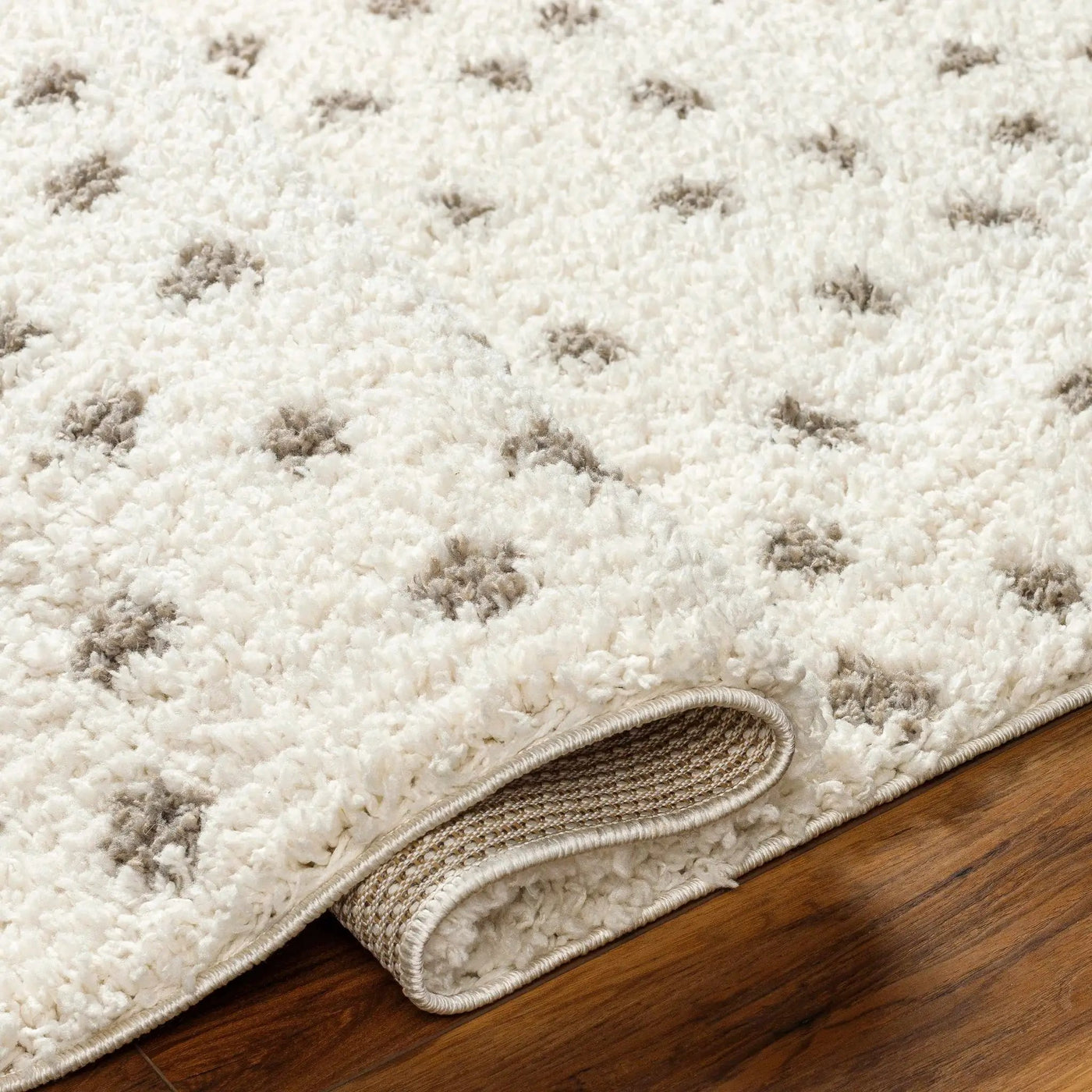 Chaia Dotted Cream & Gray Plush Area Rug - Clearance by Boutique Rugs