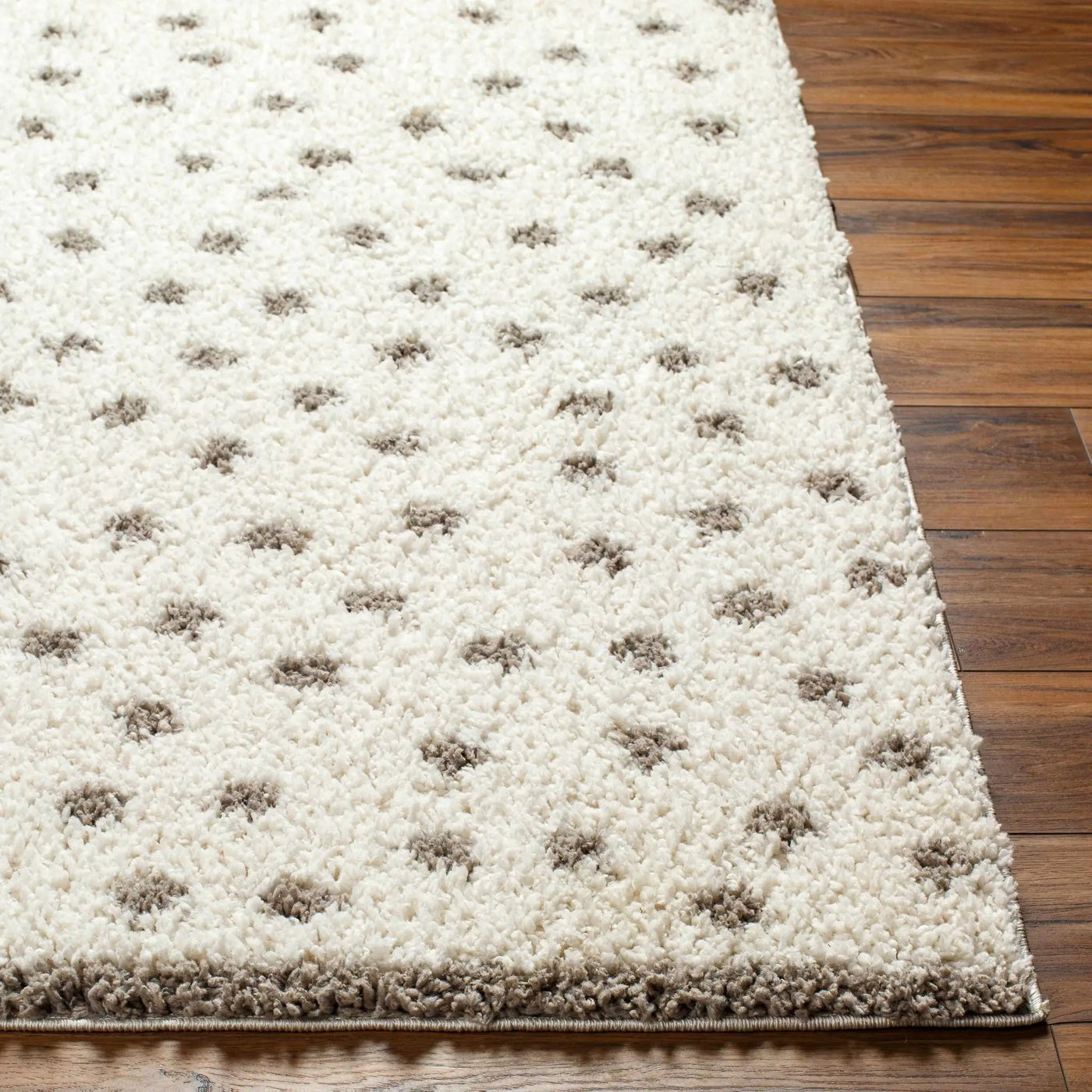 Chaia Dotted Cream & Gray Plush Area Rug - Clearance by Boutique Rugs