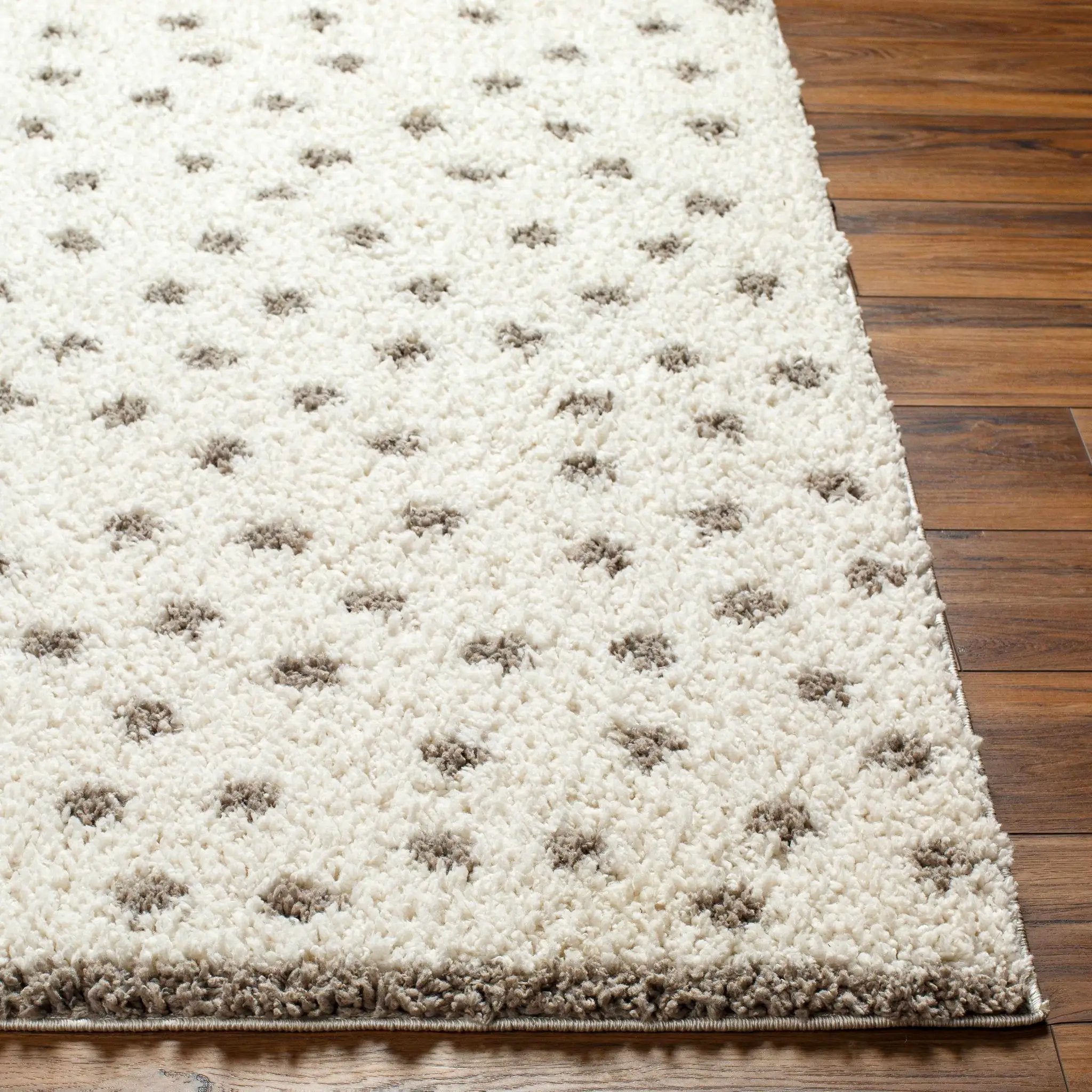Chaia Dotted Cream & Gray Plush Area Rug - Clearance by Boutique Rugs