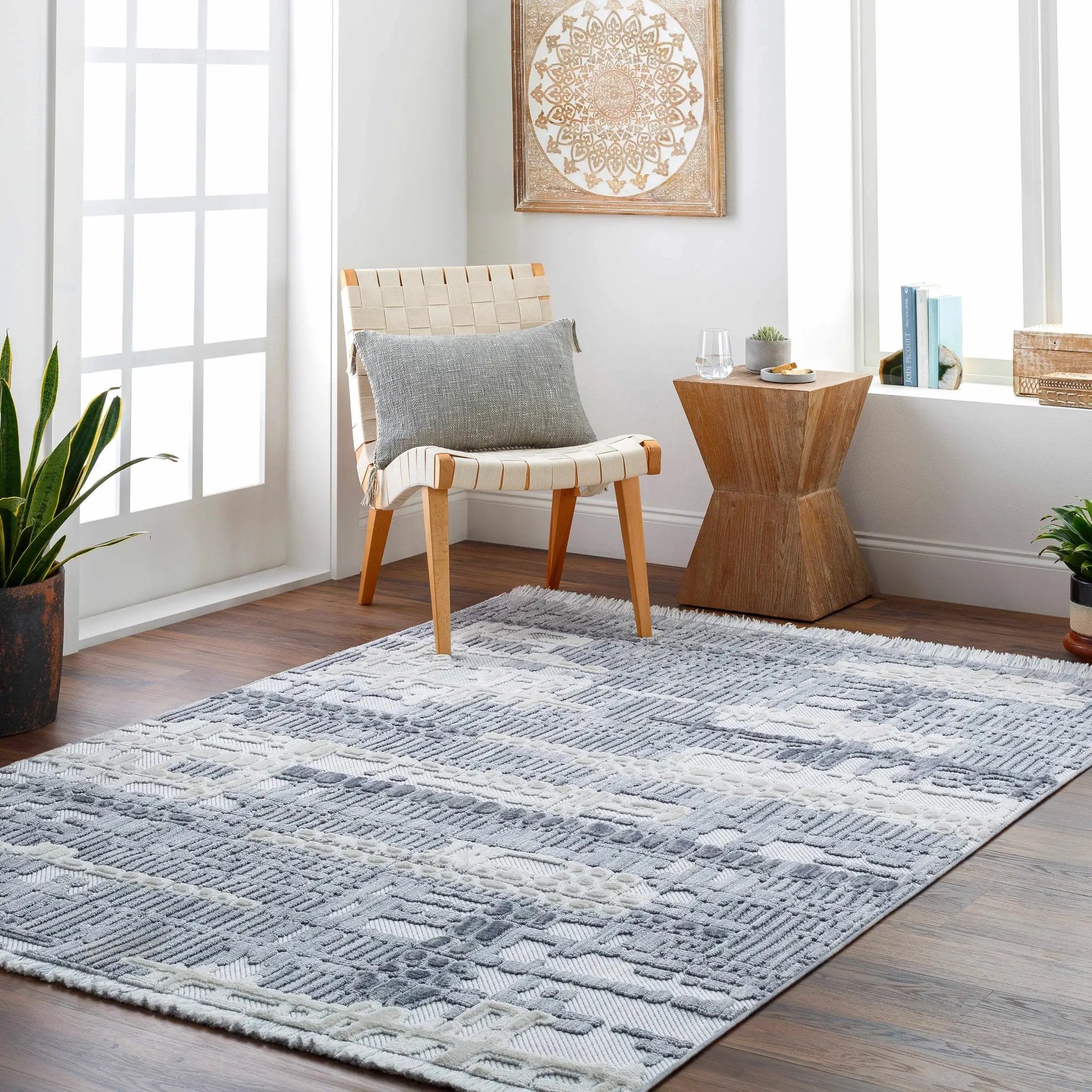 Bodhi Textured Saxony Rug with Fringes - Clearance by Boutique Rugs