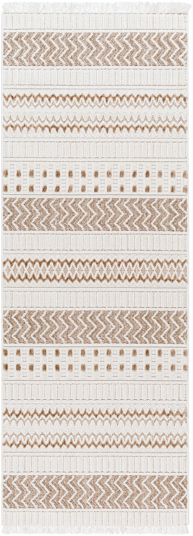 Eiko Beige Textured Saxony Rug with Fringes - Clearance by Boutique Rugs