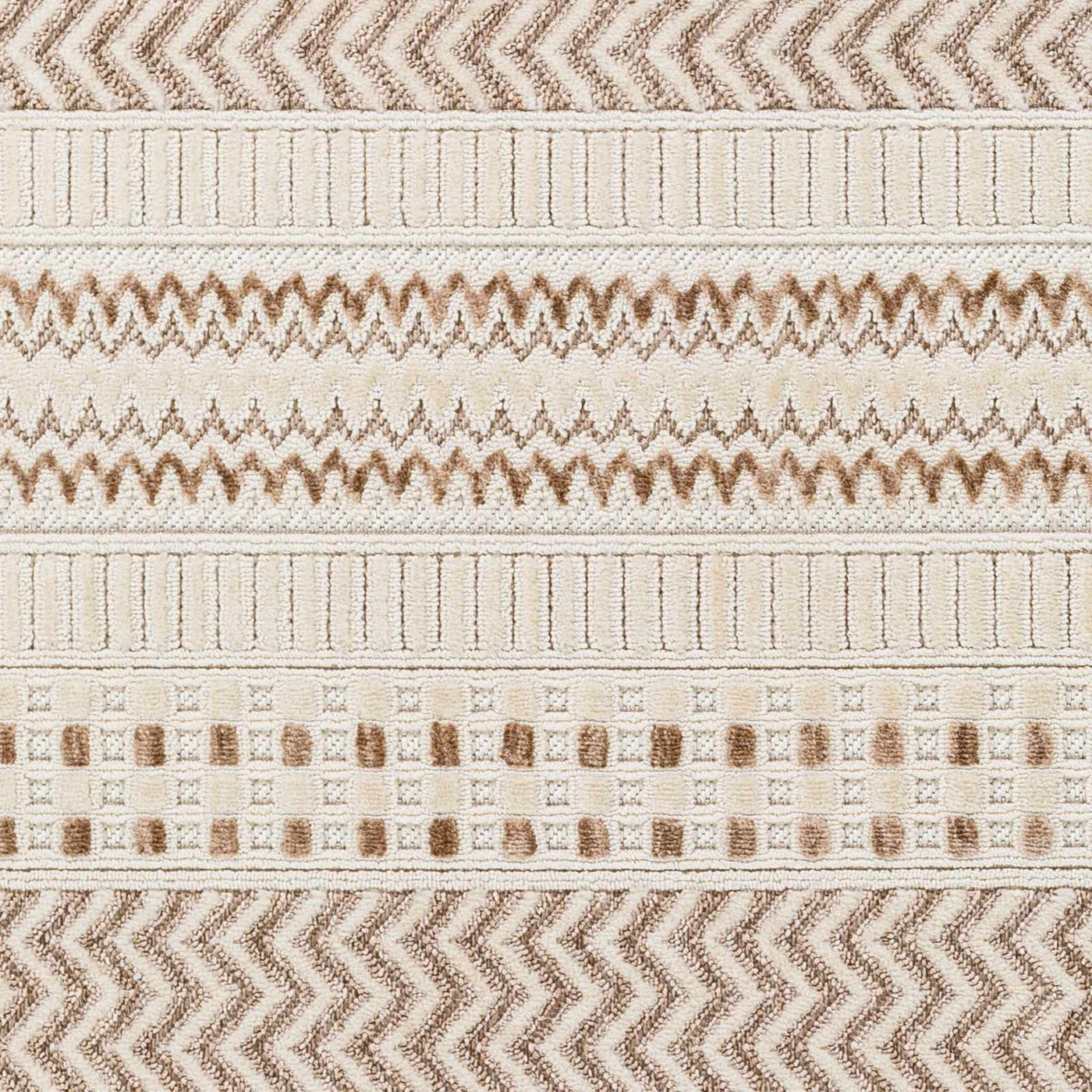 Eiko Beige Textured Saxony Rug with Fringes - Clearance by Boutique Rugs