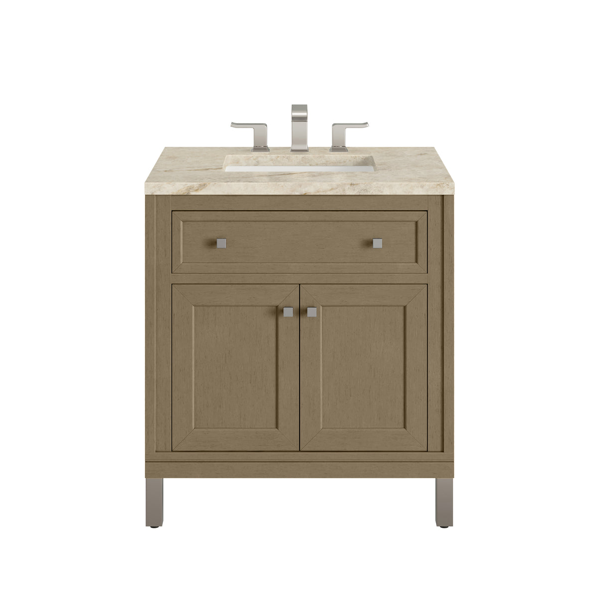 James Martin Chicago 30" Single Bathroom Vanity, Walnut Whisper with Tajnar countertop