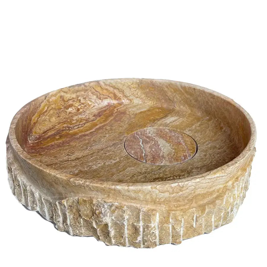 Scabos Gold Travertine Vessel Sink - Rustic Stone 18 Diameter by GobekDesign