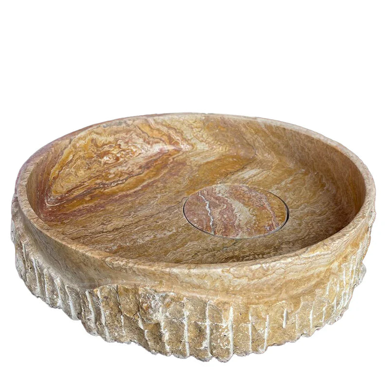 Scabos Gold Travertine Rustic Stone Above Vanity Bathroom Sink (D)18" (H)4" by GobekDesign