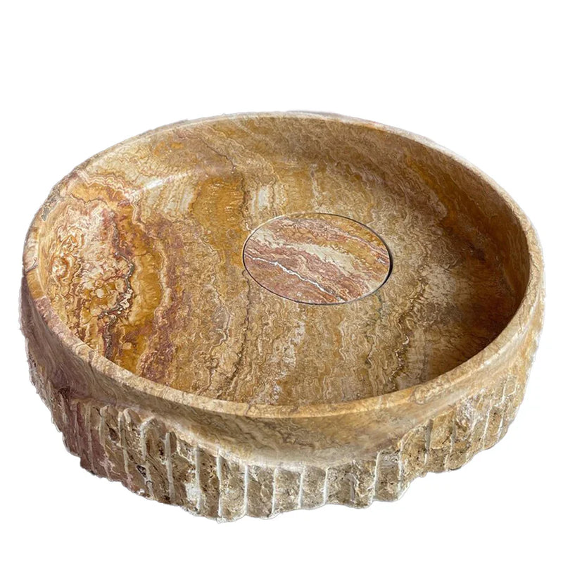 Scabos Gold Travertine Rustic Stone Above Vanity Bathroom Sink (D)18" (H)4" by GobekDesign