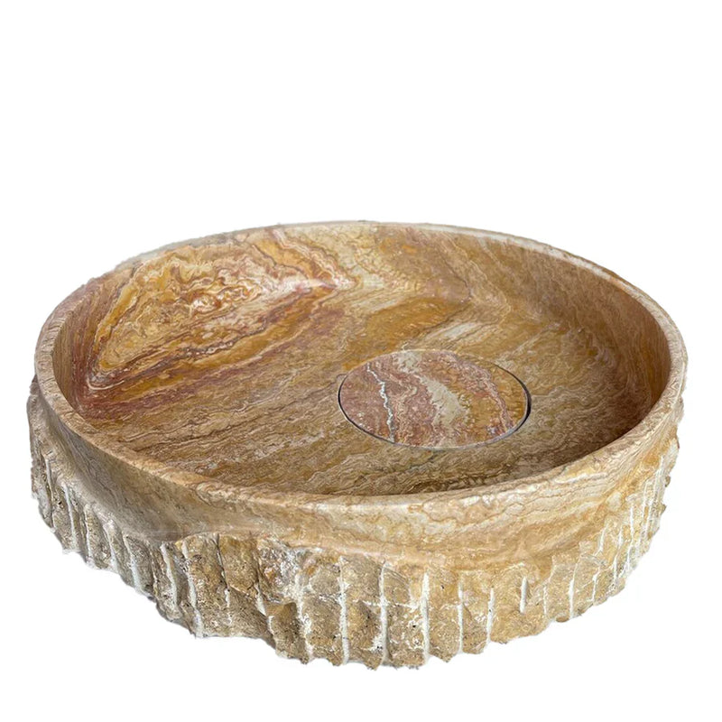 Scabos Gold Travertine Rustic Stone Above Vanity Bathroom Sink (D)18" (H)4" by GobekDesign