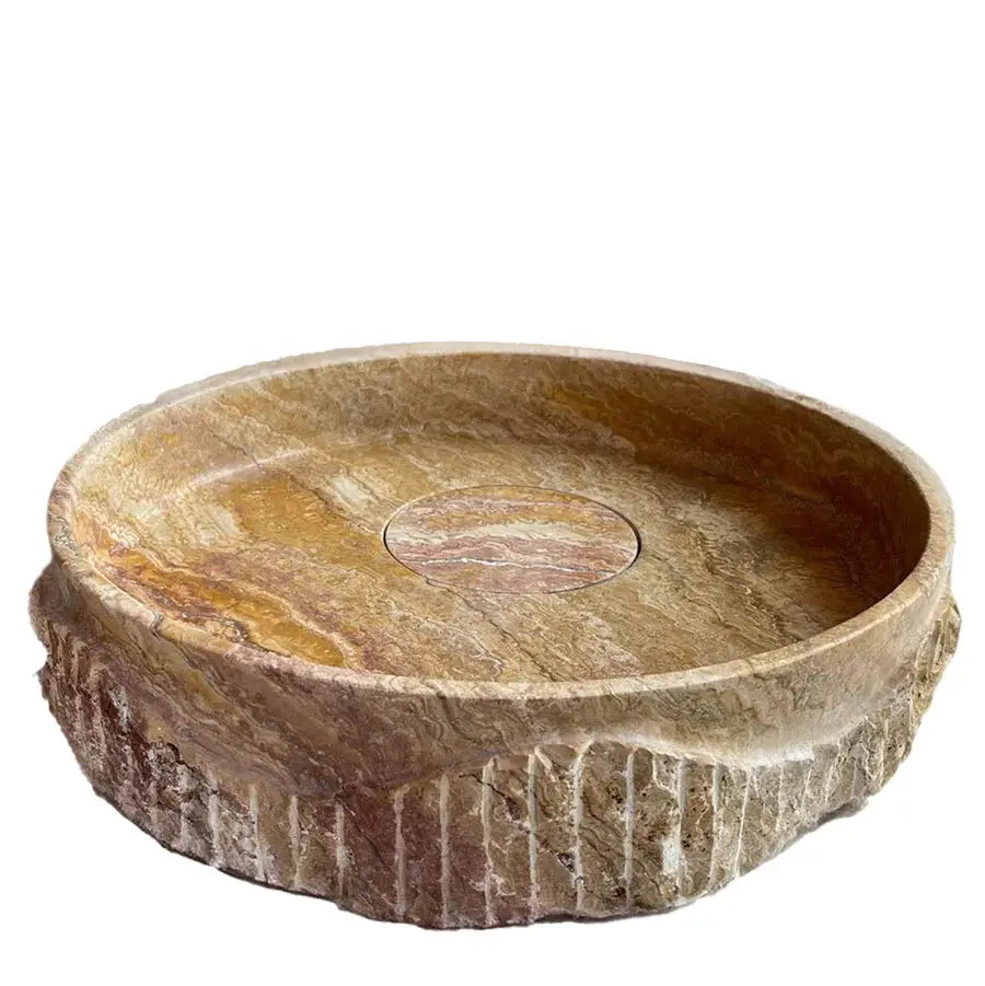 Scabos Gold Travertine Vessel Sink - Rustic Stone 18 Diameter by GobekDesign