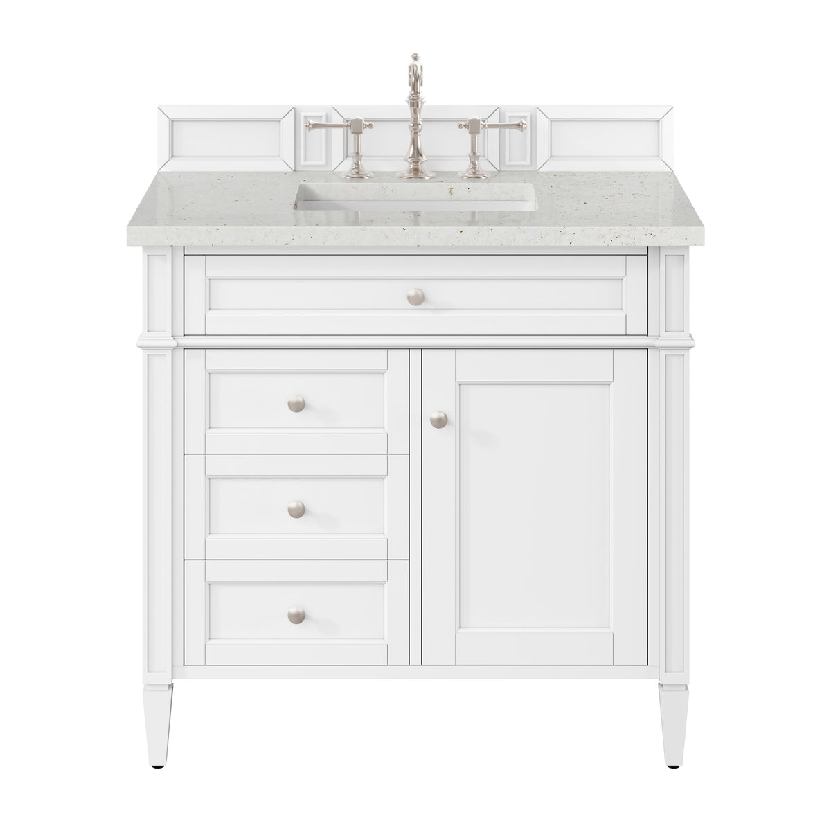 James Martin Brittany 36" Single Bathroom Vanity, Bright White with Lime Delight countertop