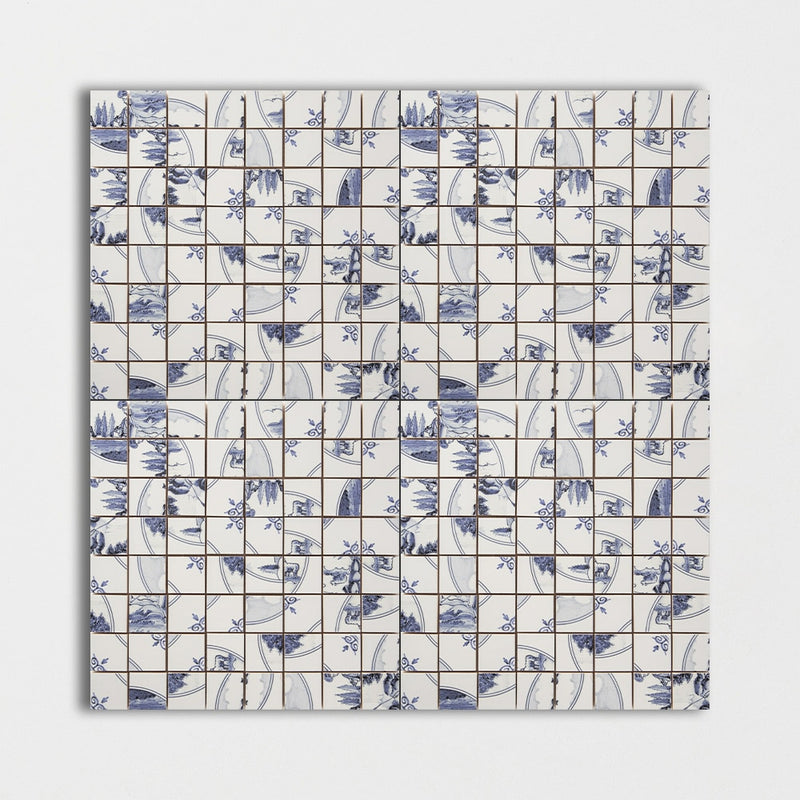 Scenic Mismatch Glazed Double Dutch Ceramic Mosaics 11 7/32x11 7/32 Ceramic Glazed 12x12 Mosaics