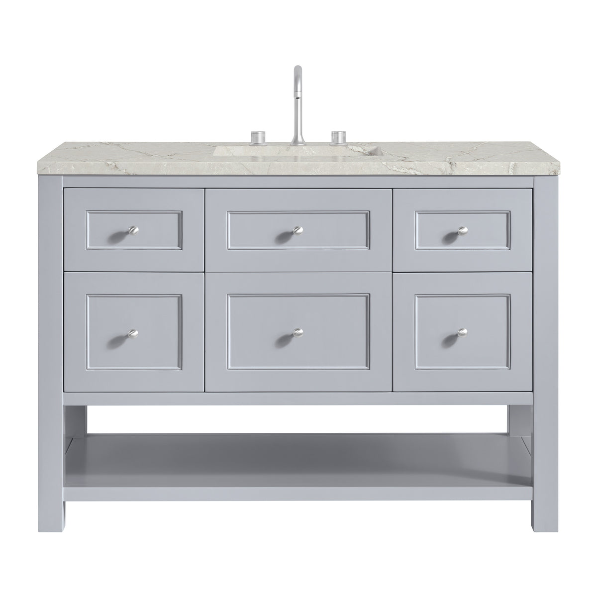 James Martin Breckenridge 48" Single Bathroom Vanity, Serenity Blue with Victorian Silver (FreePower) countertop