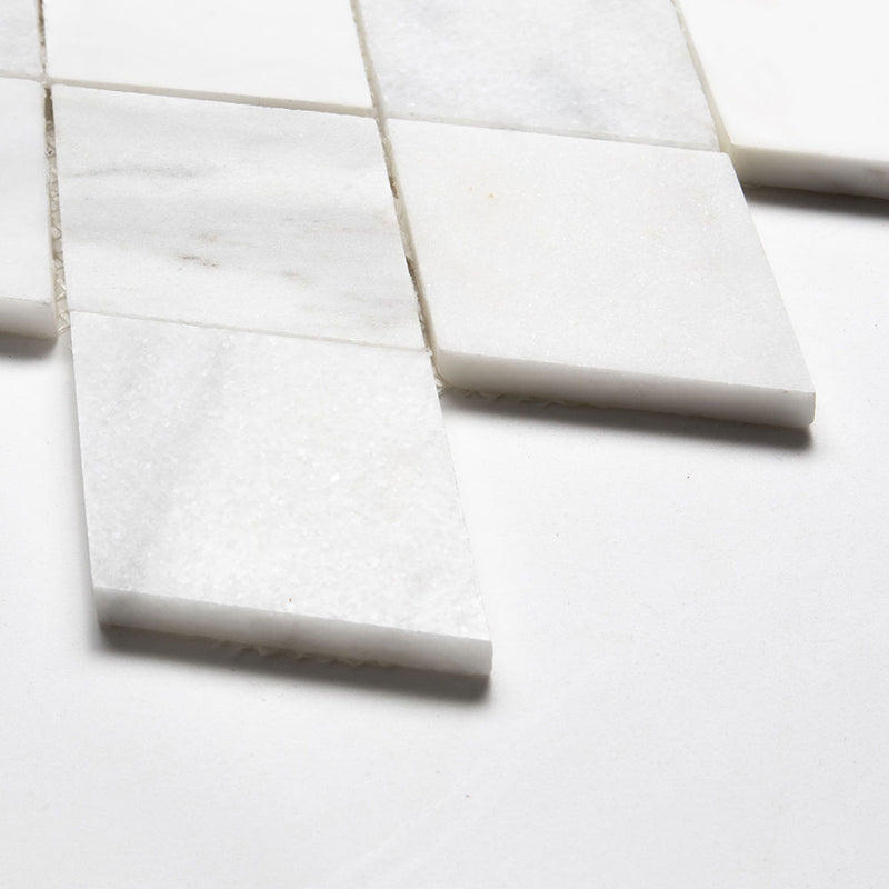 Calacata T, Carrara T, Afyon White Multi Finish Scottish Diamond Marble Mosaics 9 5/16x10 1/2 Marble Multi Finish 12x12 Mosaics — 2