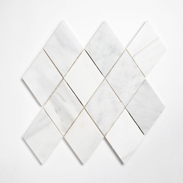 Calacata T, Carrara T, Afyon White Multi Finish Scottish Diamond Marble Mosaics 9 5/16x10 1/2
