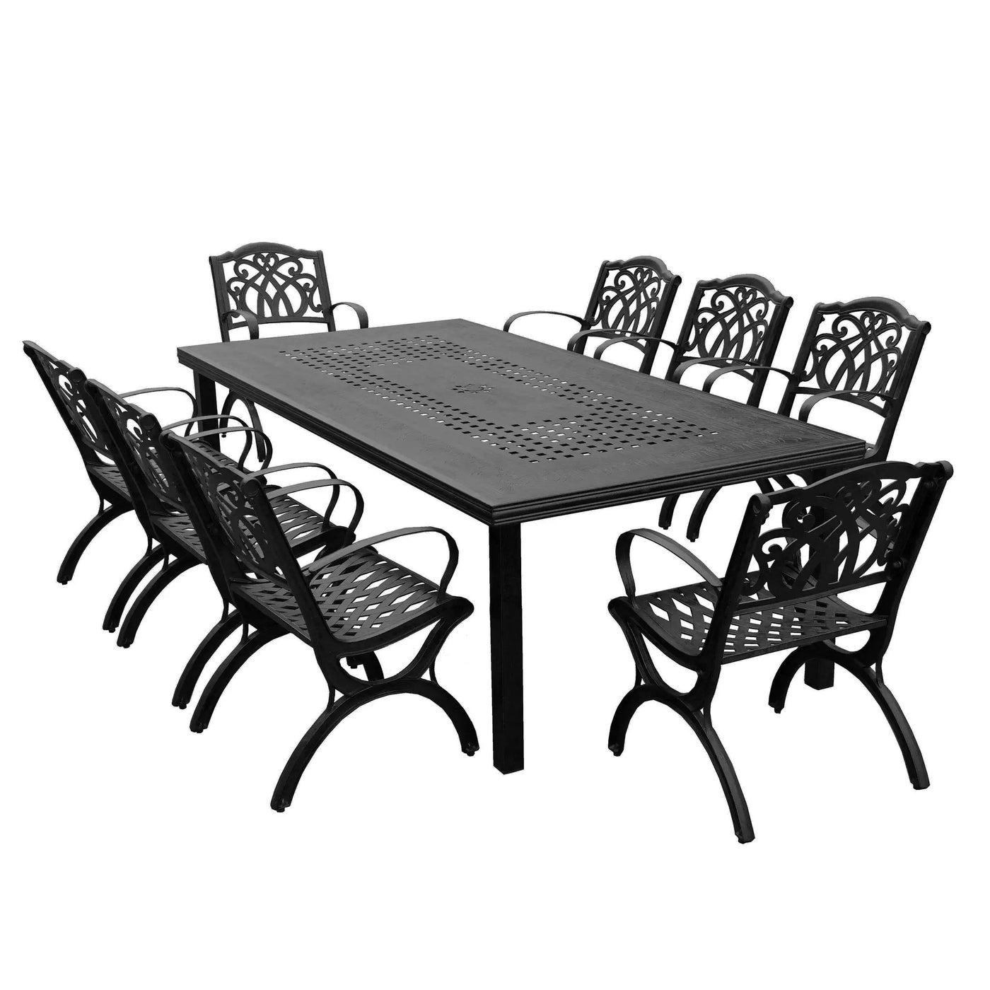 Outdoor Aluminum 9pc Rectangular Patio Dining Set with Eight Chairs by Sharicks