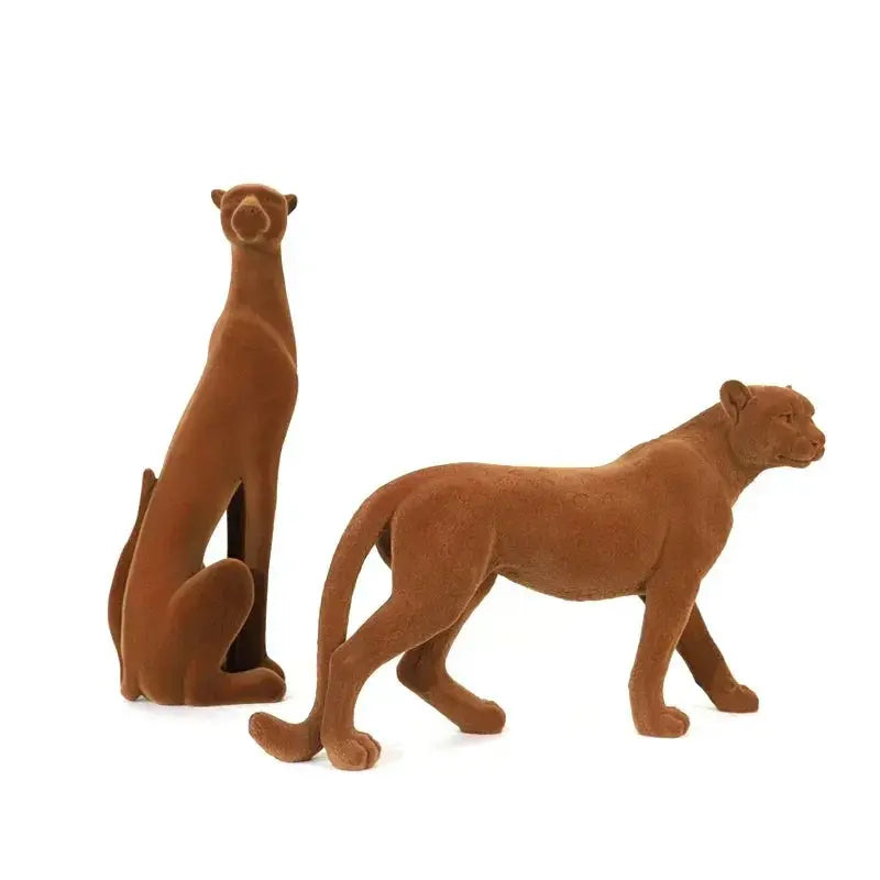 Suede Leopard Decorative Animal Sculpture by House Of Avana
