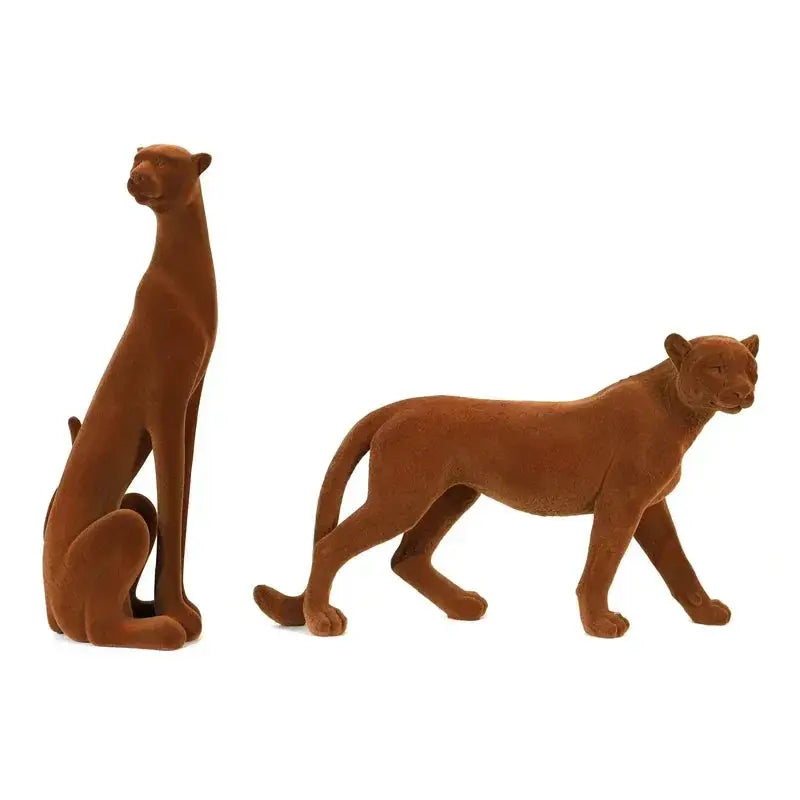 Suede Leopard Decorative Animal Sculpture by House Of Avana