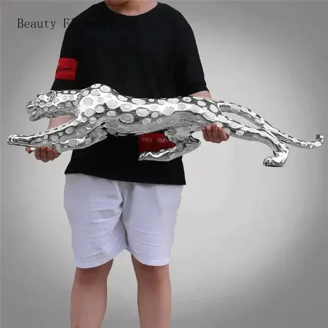 Luxury Geometric Running Panther Sculpture for Modern Home & Office Decor by House Of Avana