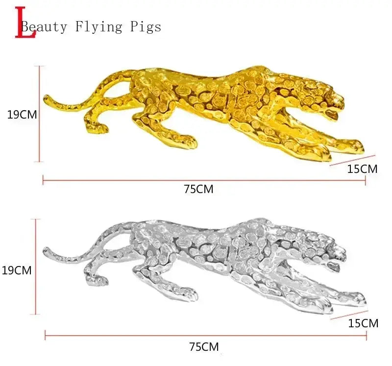 Luxury Geometric Running Panther Sculpture for Modern Home & Office Decor by House Of Avana