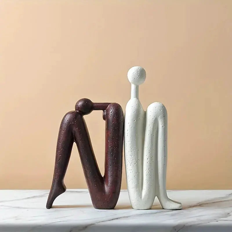 Modern Back-to-Back Abstract Couple Sculpture by House Of Avana