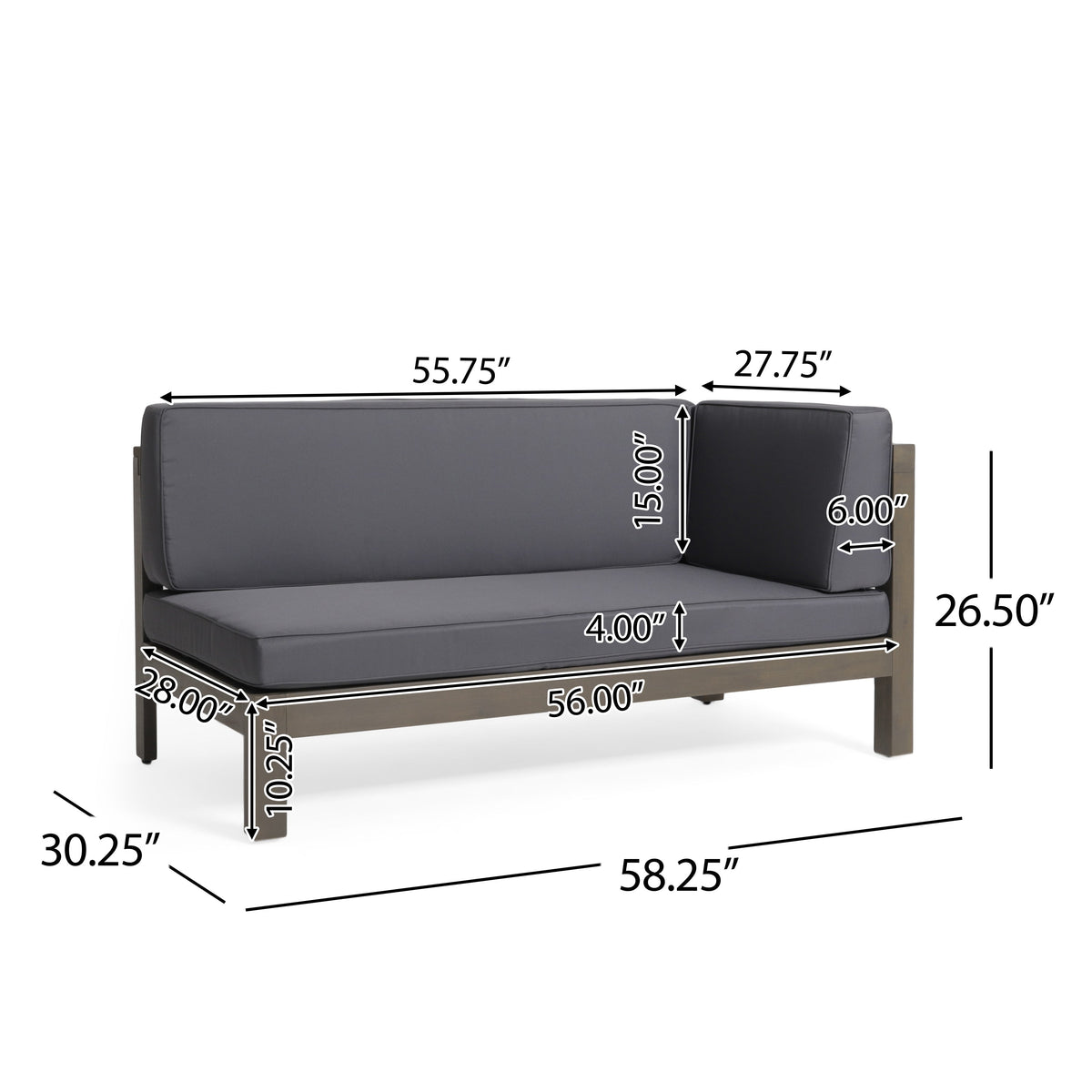 Brava X-Back Corner Bench Patio Furniture Set with Coffee Table - Acacia Wood, photo 8 of 10