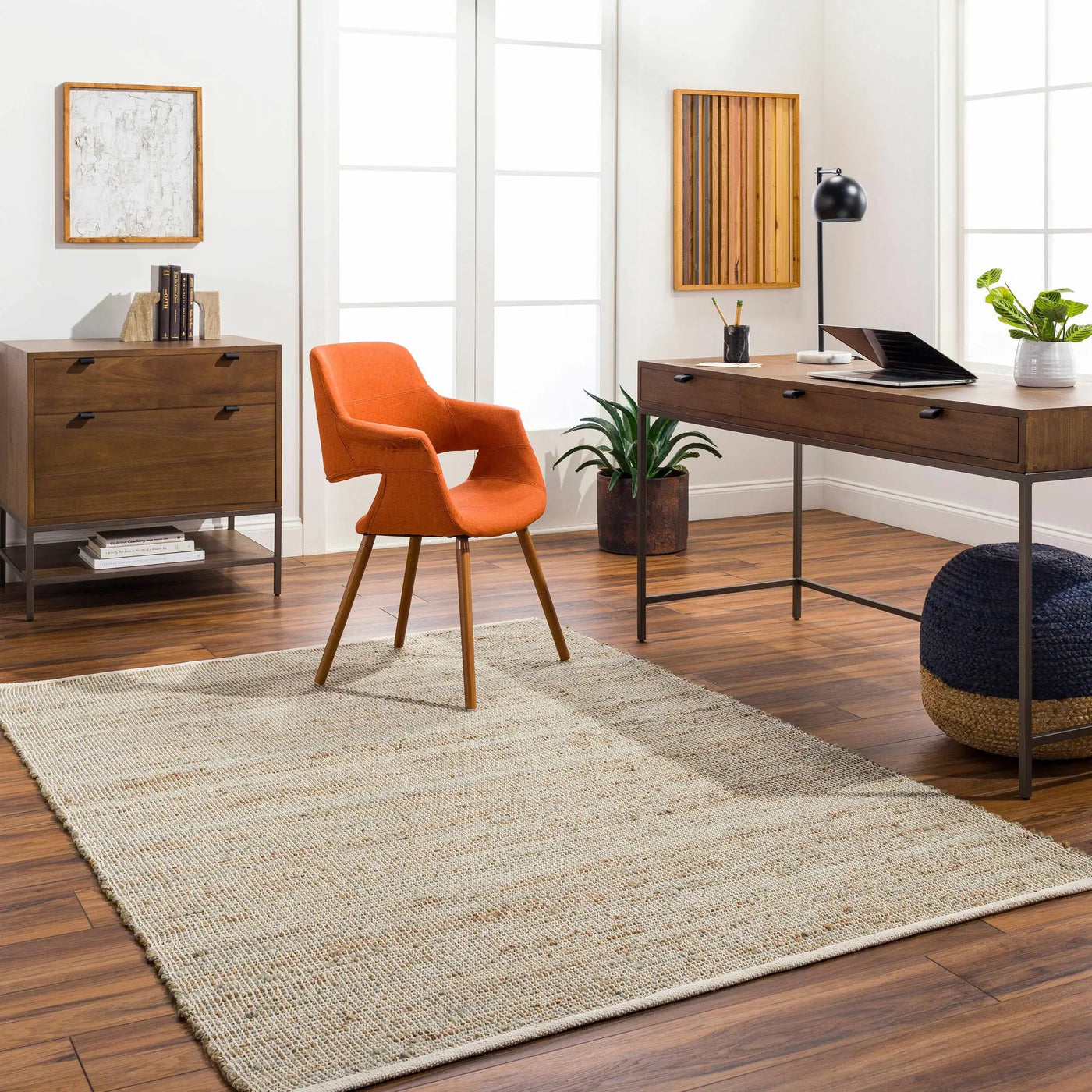 Byrne Beige & Green Jute Rug - Clearance by Boutique Rugs
