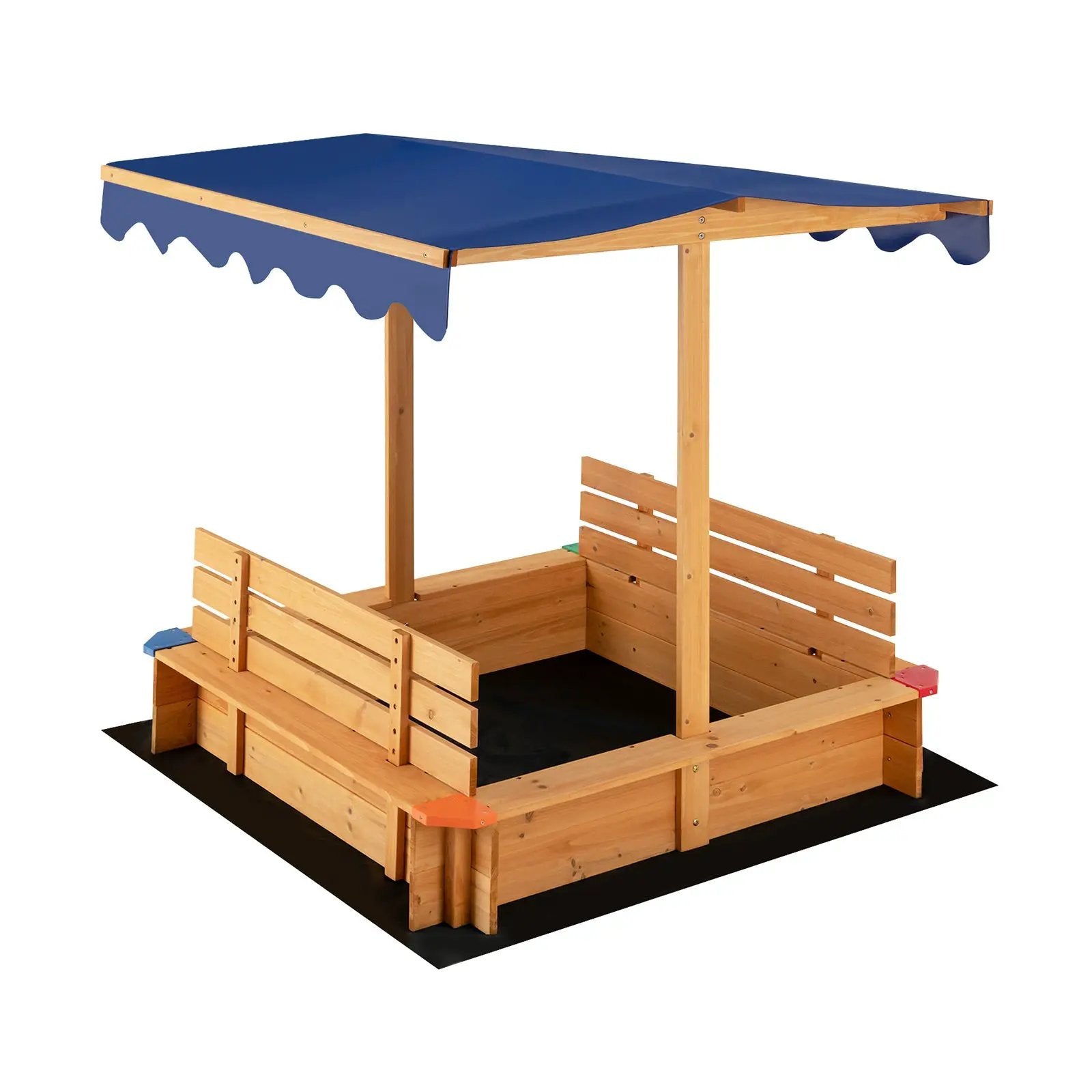 Kids Wooden Sandbox with Canopy and 2 Bench Seats by DirectDeals
