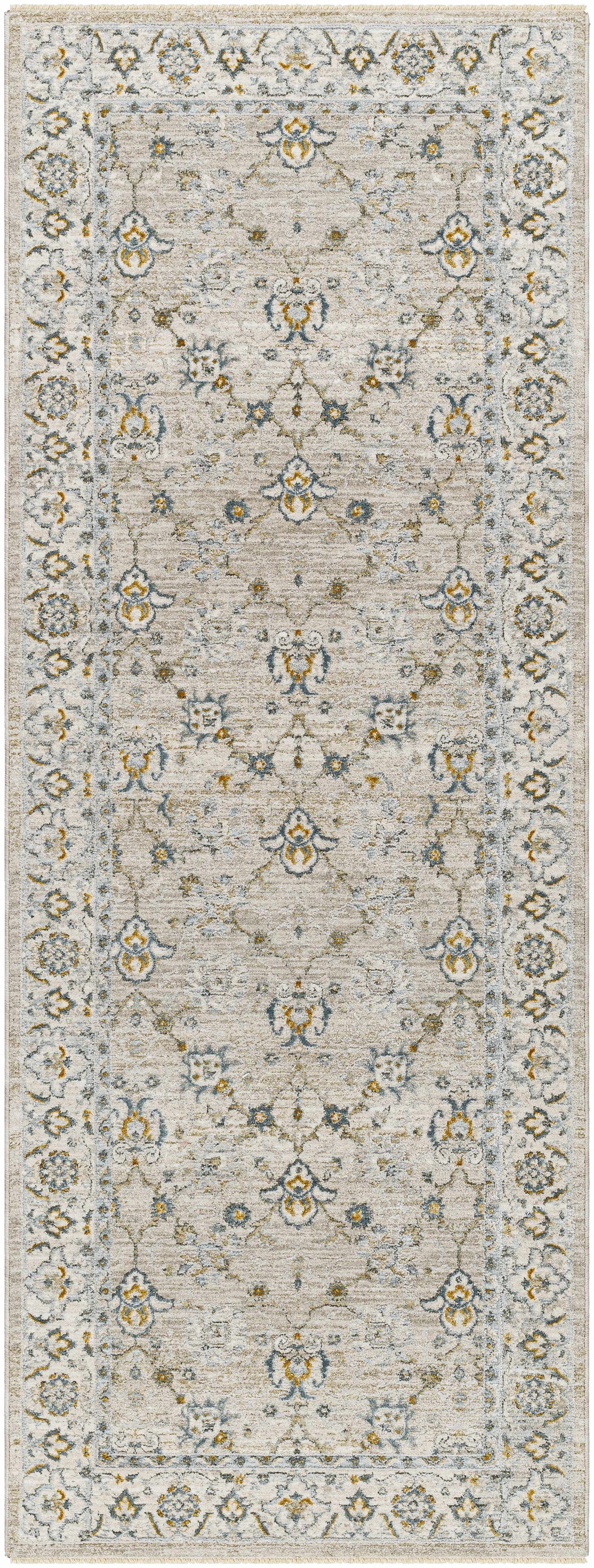 Amaru Cream & Sage Textured Rug with Fringes by Boutique Rugs