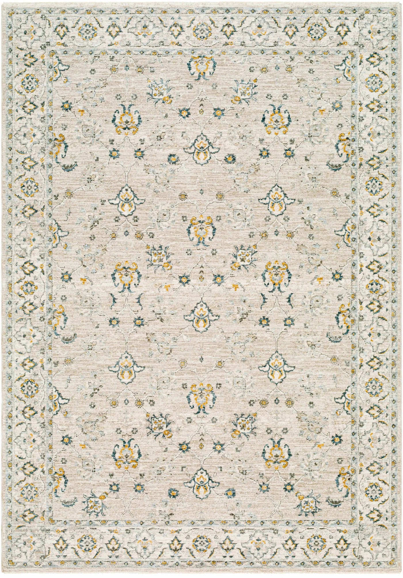Amaru Cream & Sage Textured Rug with Fringes by Boutique Rugs