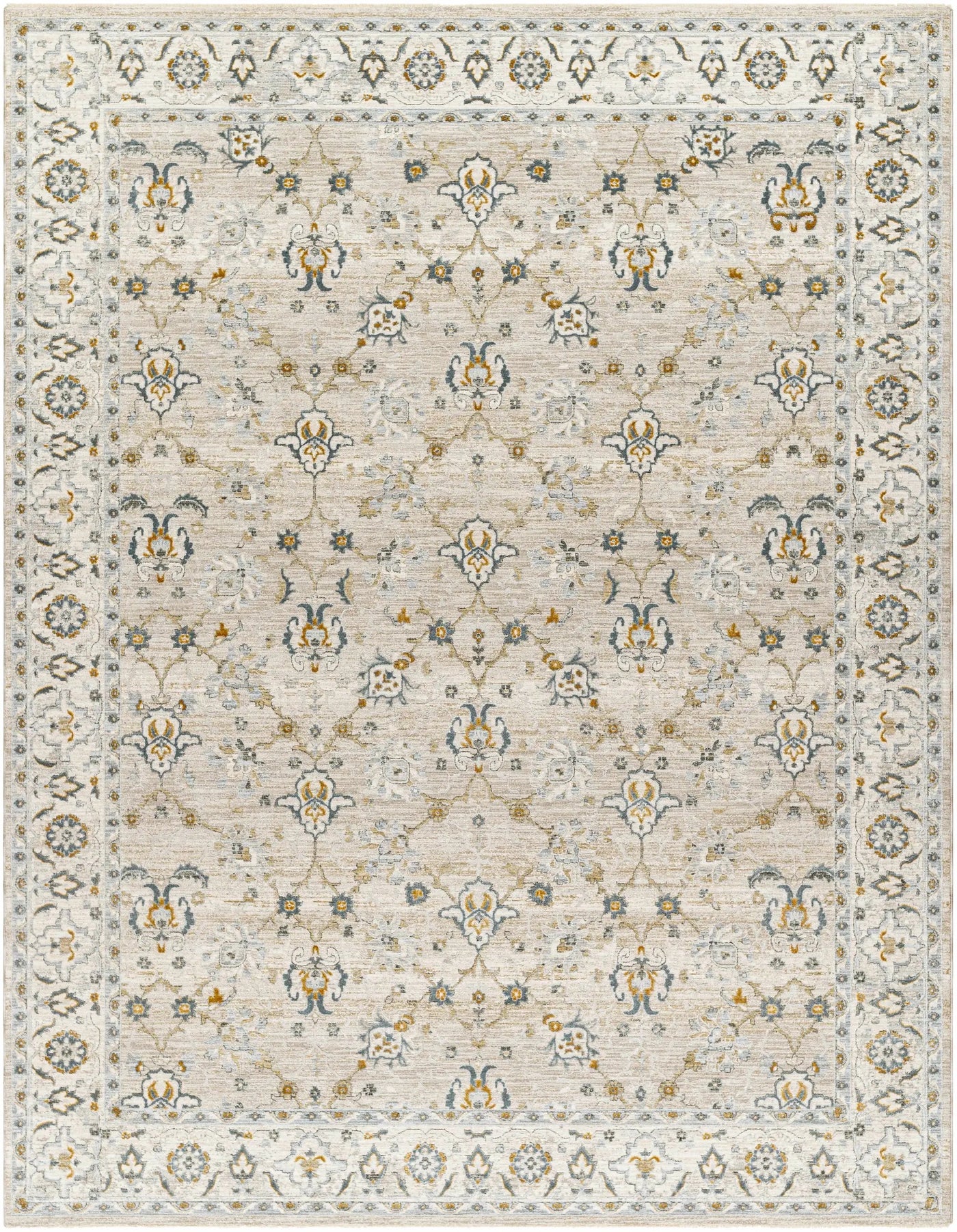 Amaru Cream & Sage Textured Rug with Fringes by Boutique Rugs