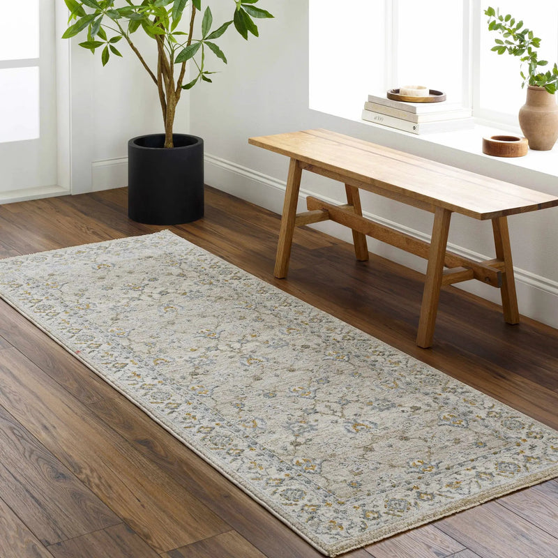 Amaru Cream & Sage Textured Rug with Fringes by Boutique Rugs