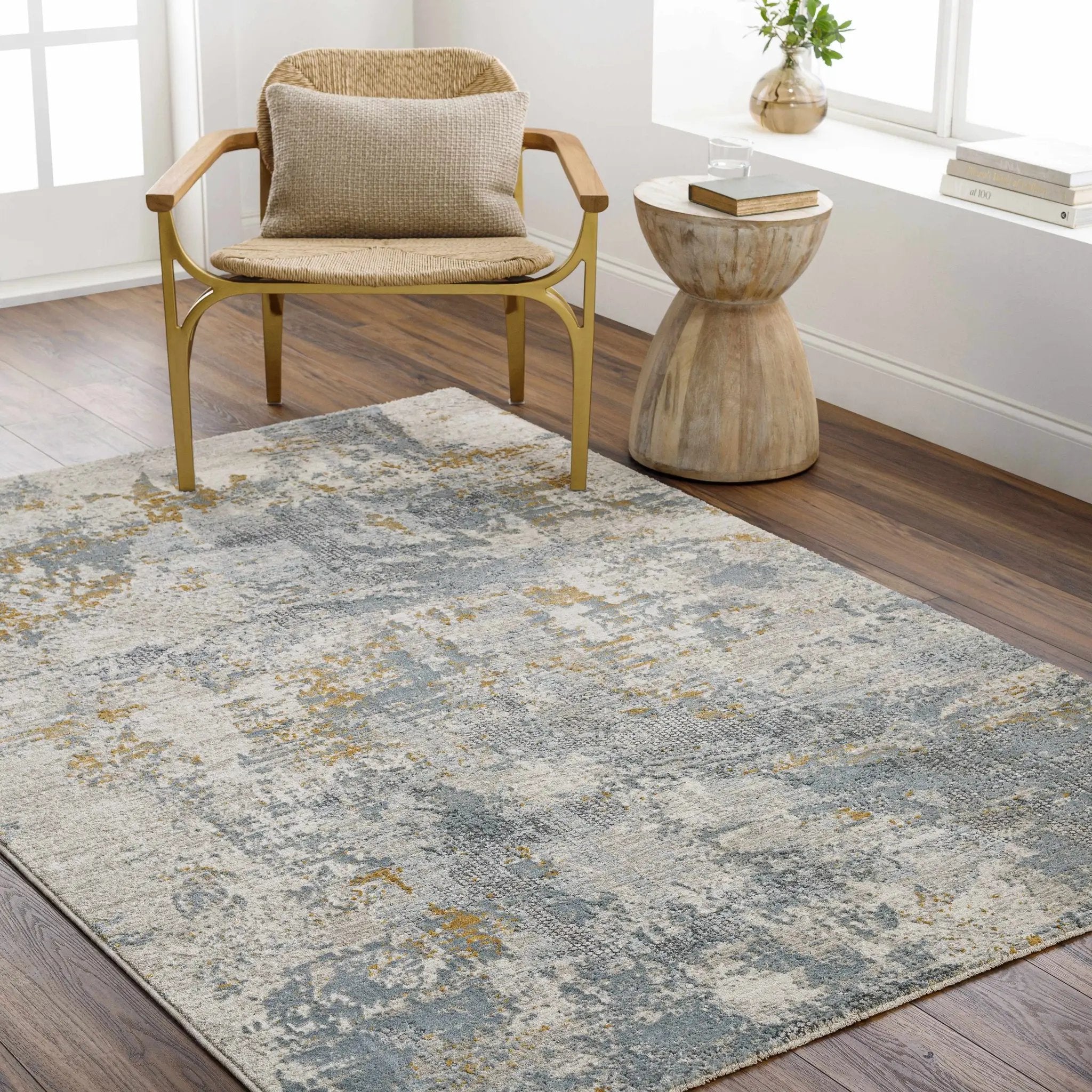 Chaya Textured Abstract Rug with Fringes by Boutique Rugs