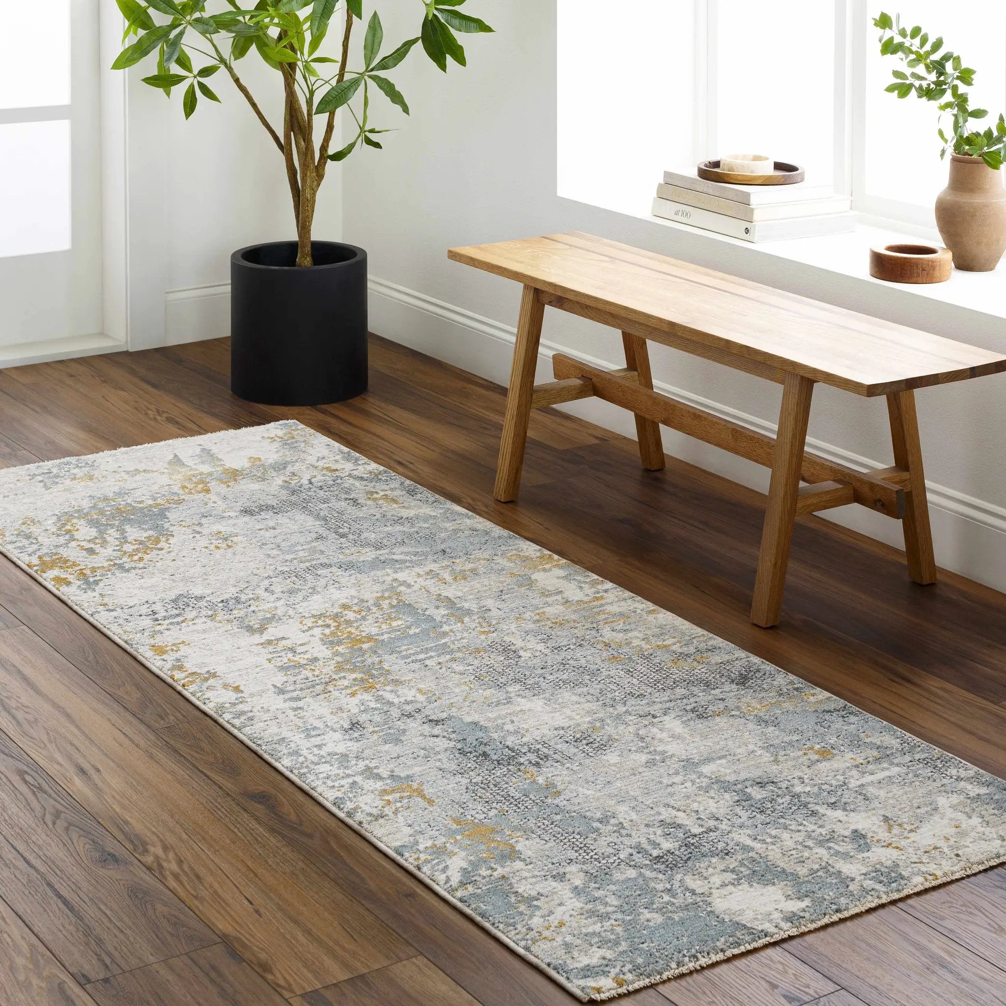 Chaya Textured Abstract Rug with Fringes by Boutique Rugs