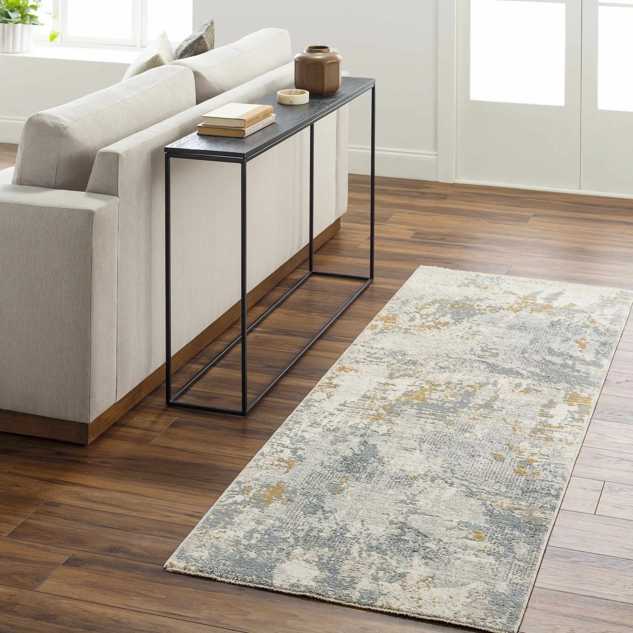 Chaya Textured Abstract Rug with Fringes by Boutique Rugs