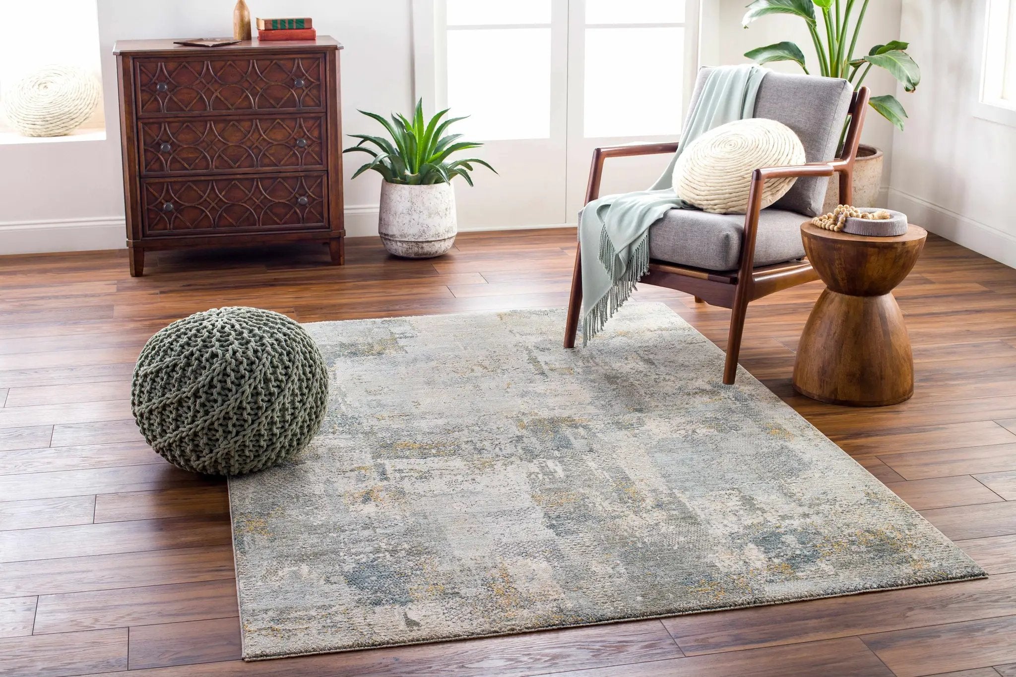 Elina Textured Abstract Rug with Fringes by Boutique Rugs
