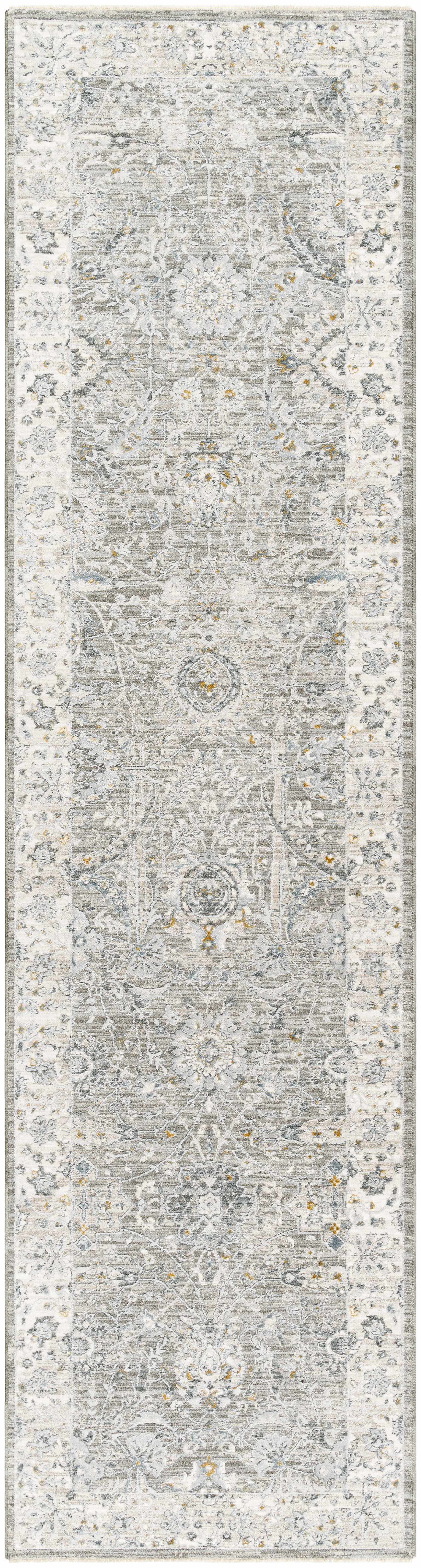 Gauge Gray Blue Textured Rug with Fringes by Boutique Rugs
