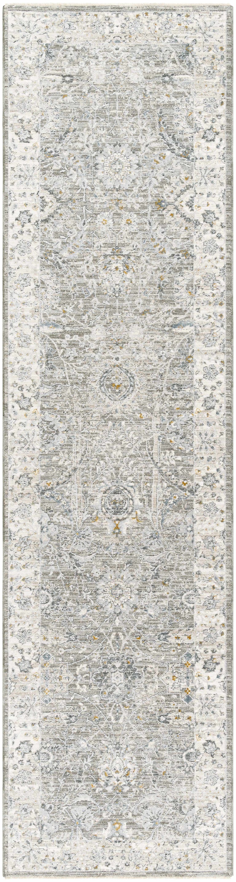 Gauge Gray Blue Textured Rug with Fringes by Boutique Rugs