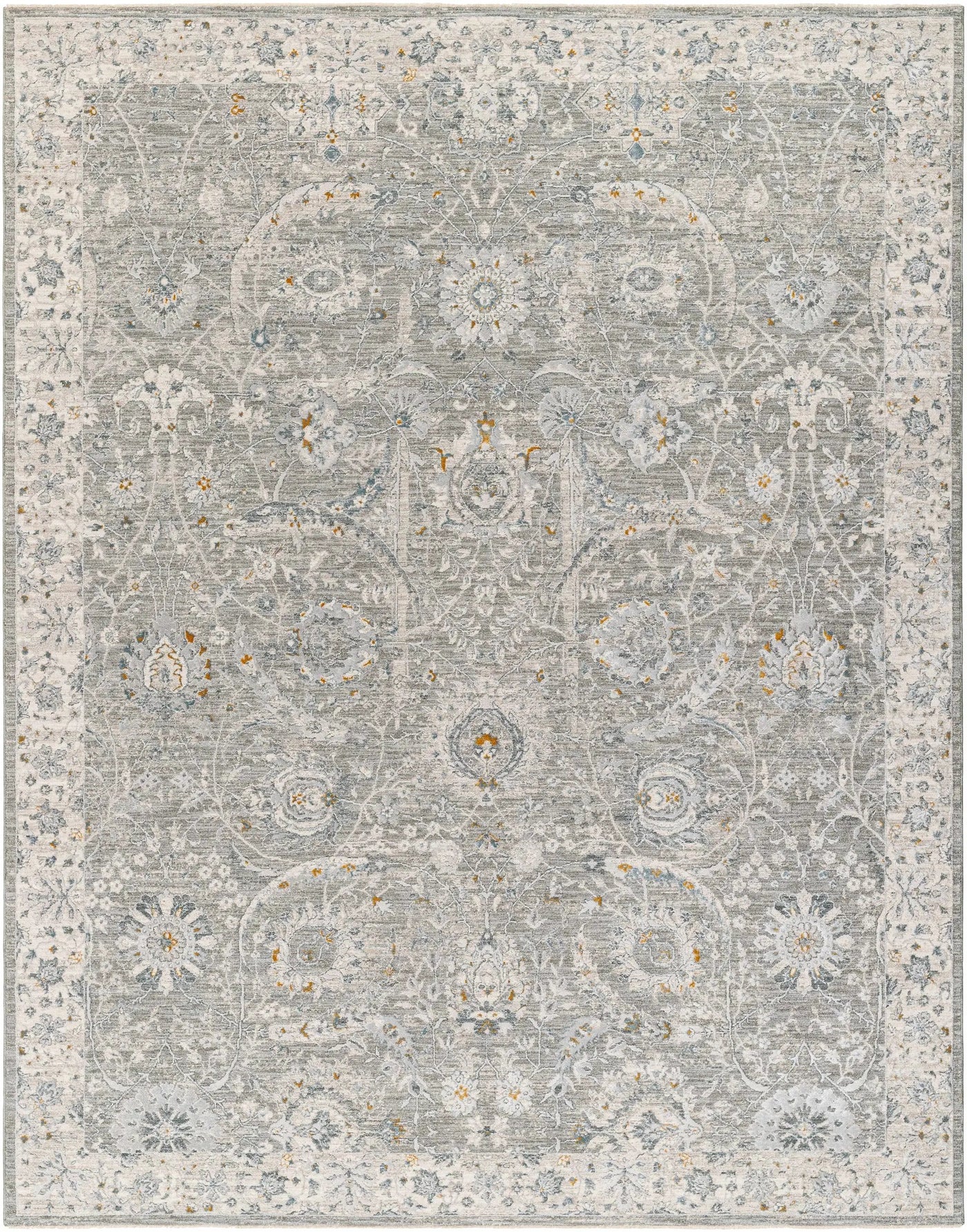 Gauge Gray Blue Textured Rug with Fringes by Boutique Rugs
