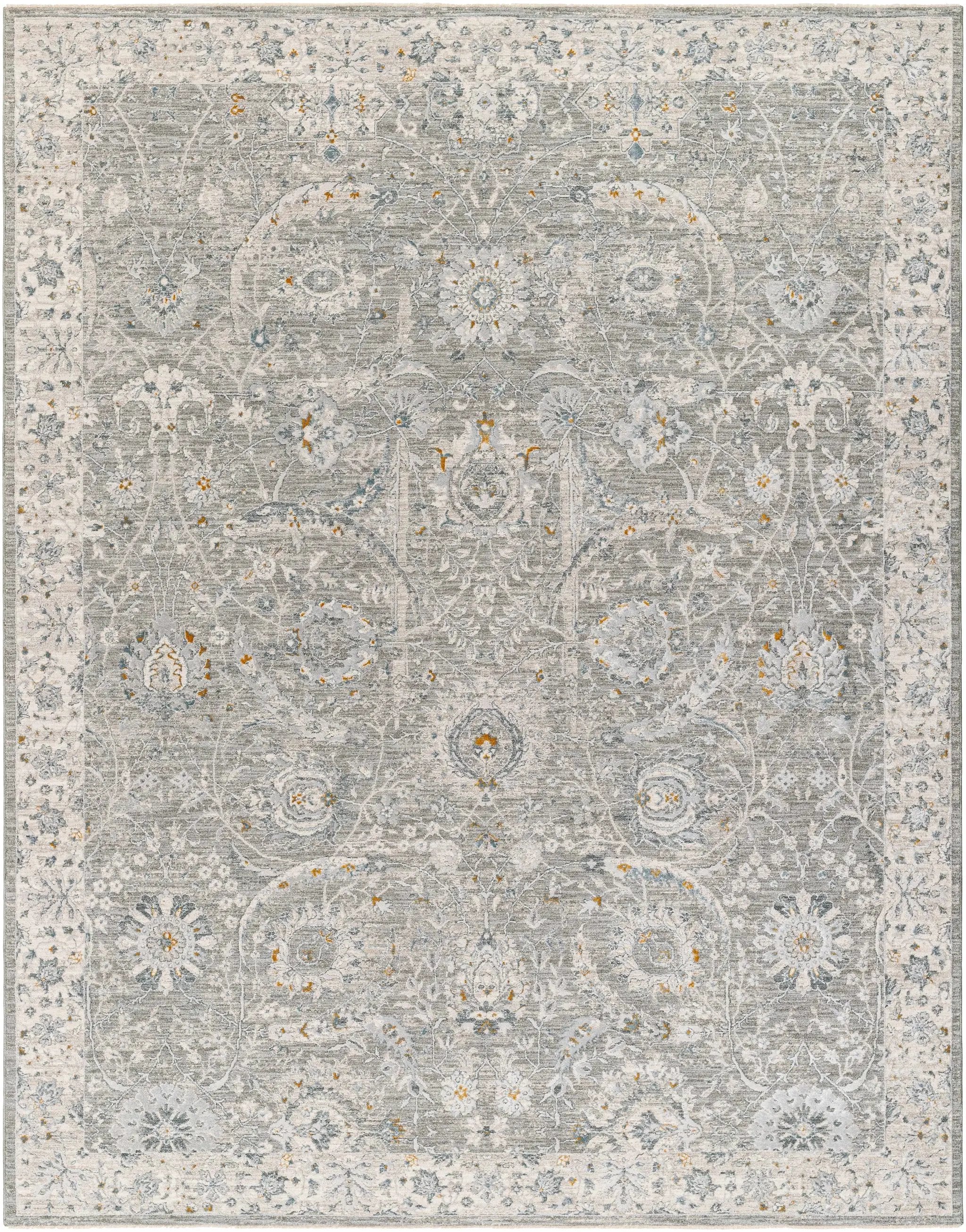 Gauge Gray Blue Textured Rug with Fringes by Boutique Rugs
