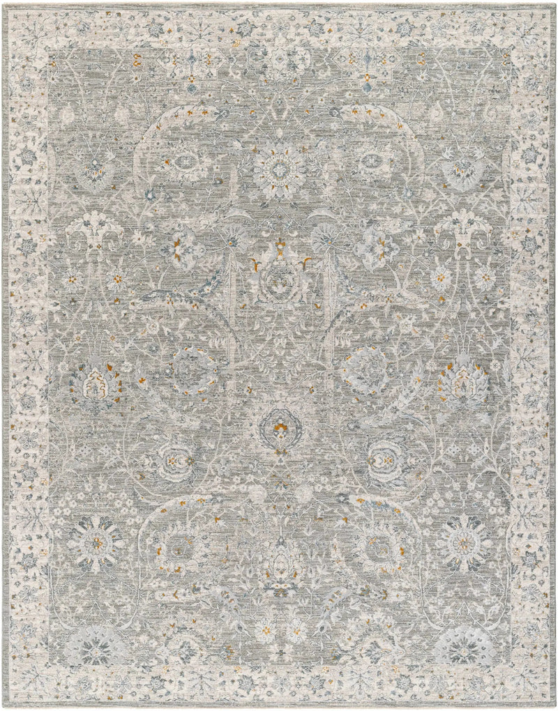 Gauge Gray Blue Textured Rug with Fringes by Boutique Rugs