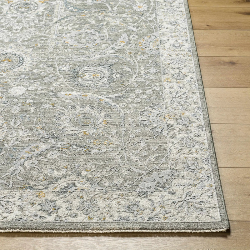Gauge Gray Blue Textured Rug with Fringes by Boutique Rugs