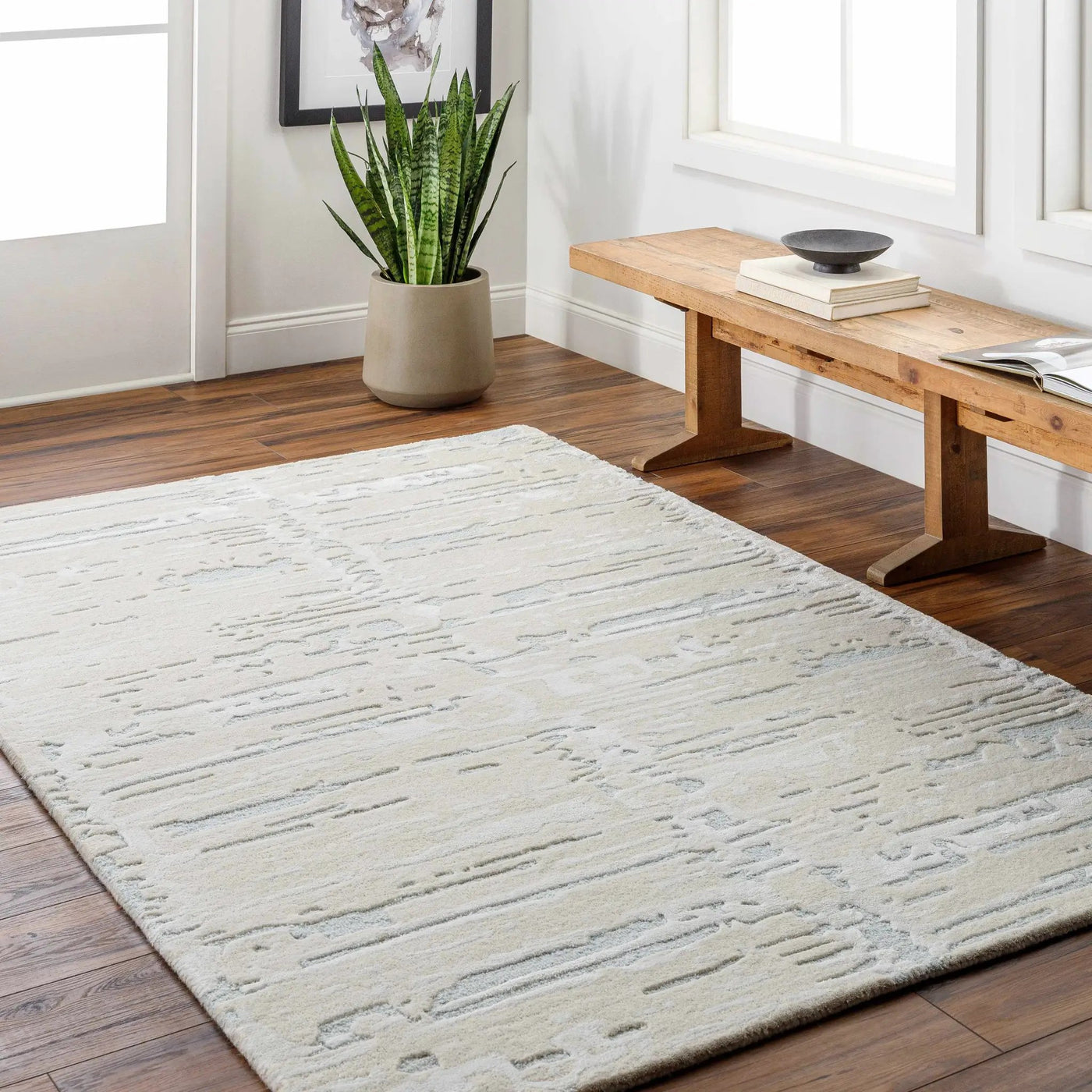 Kadin Cream Abstract Area Rug - Clearance by Boutique Rugs