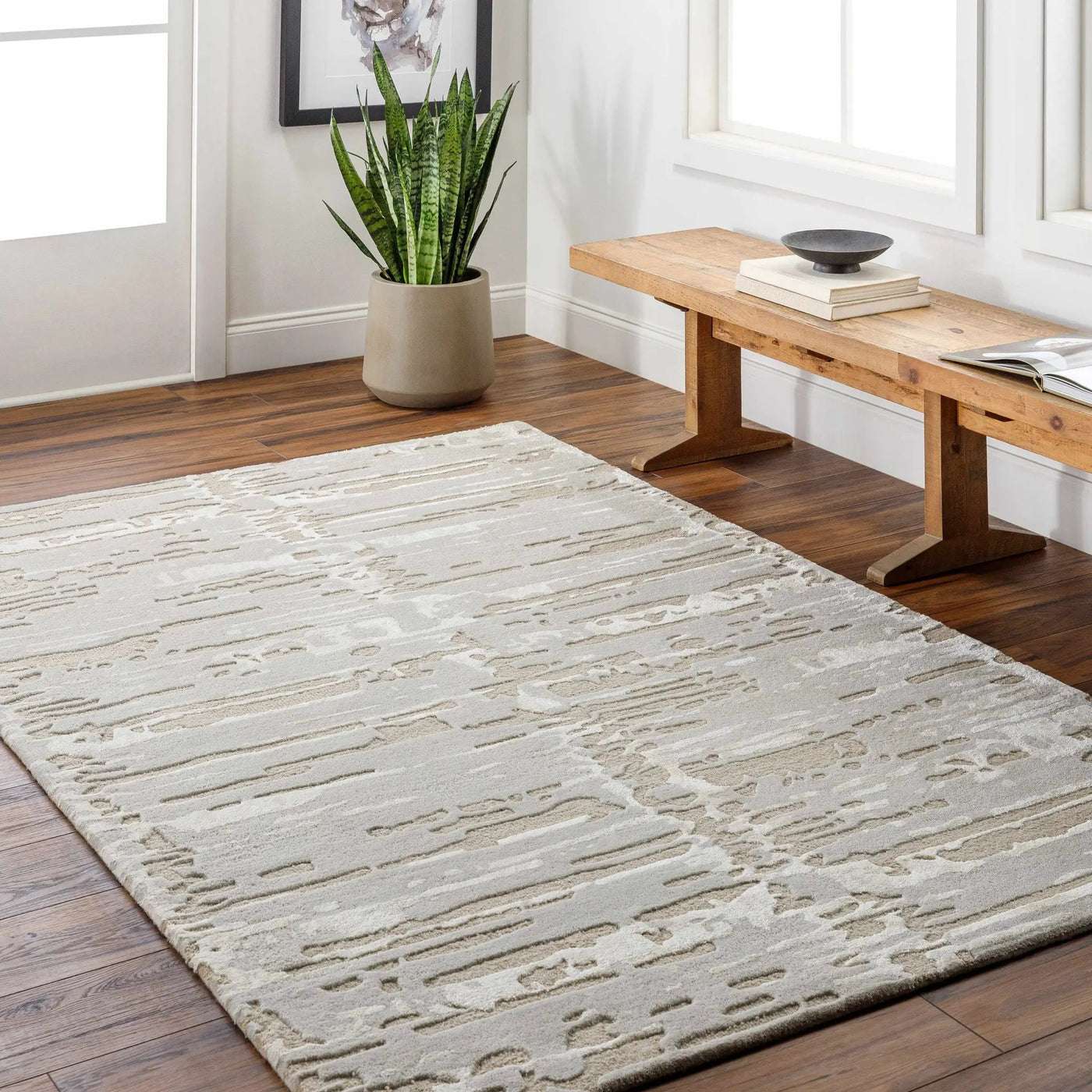 Kadin Gray Abstract Area Rug - Clearance by Boutique Rugs