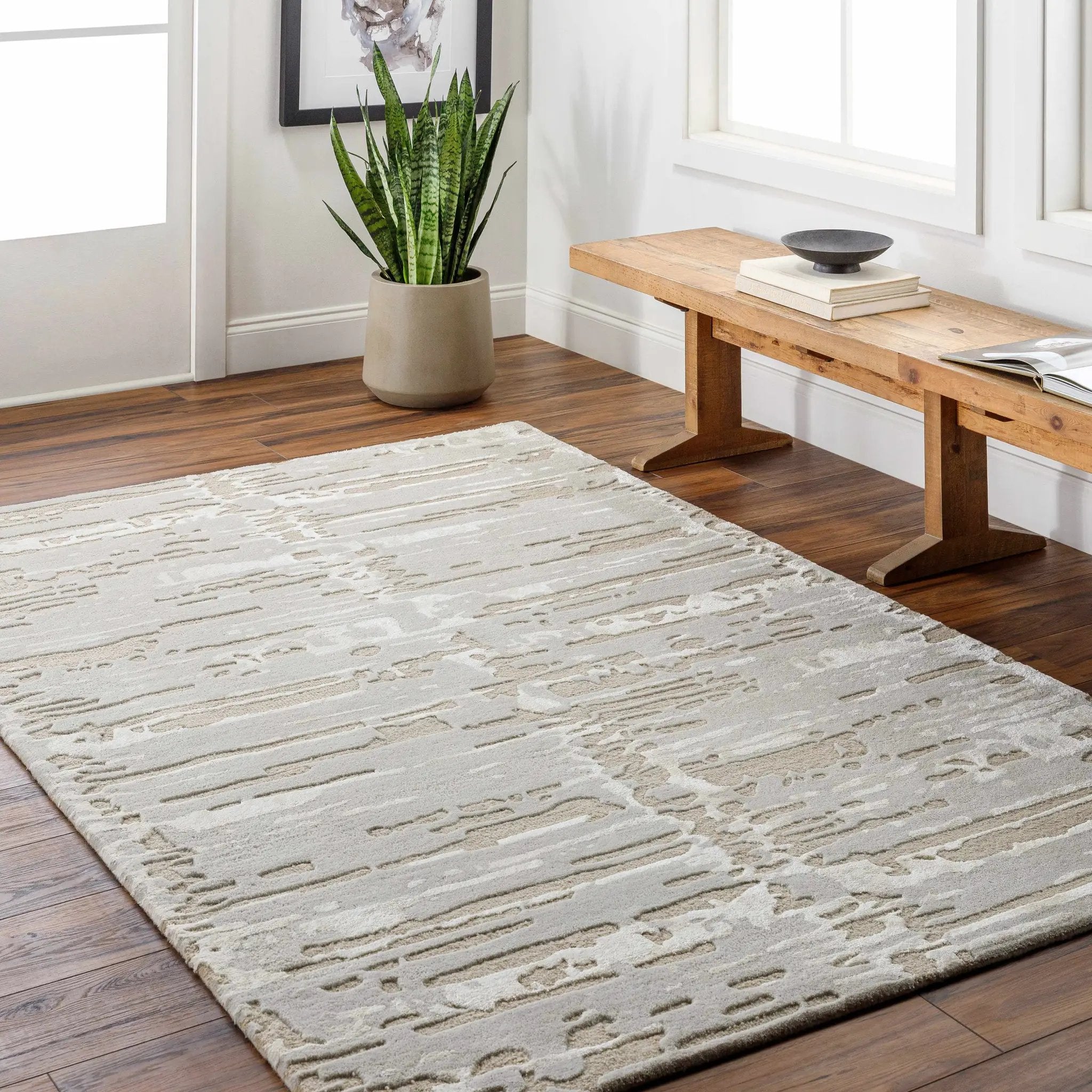 Kadin Gray Abstract Area Rug - Clearance by Boutique Rugs